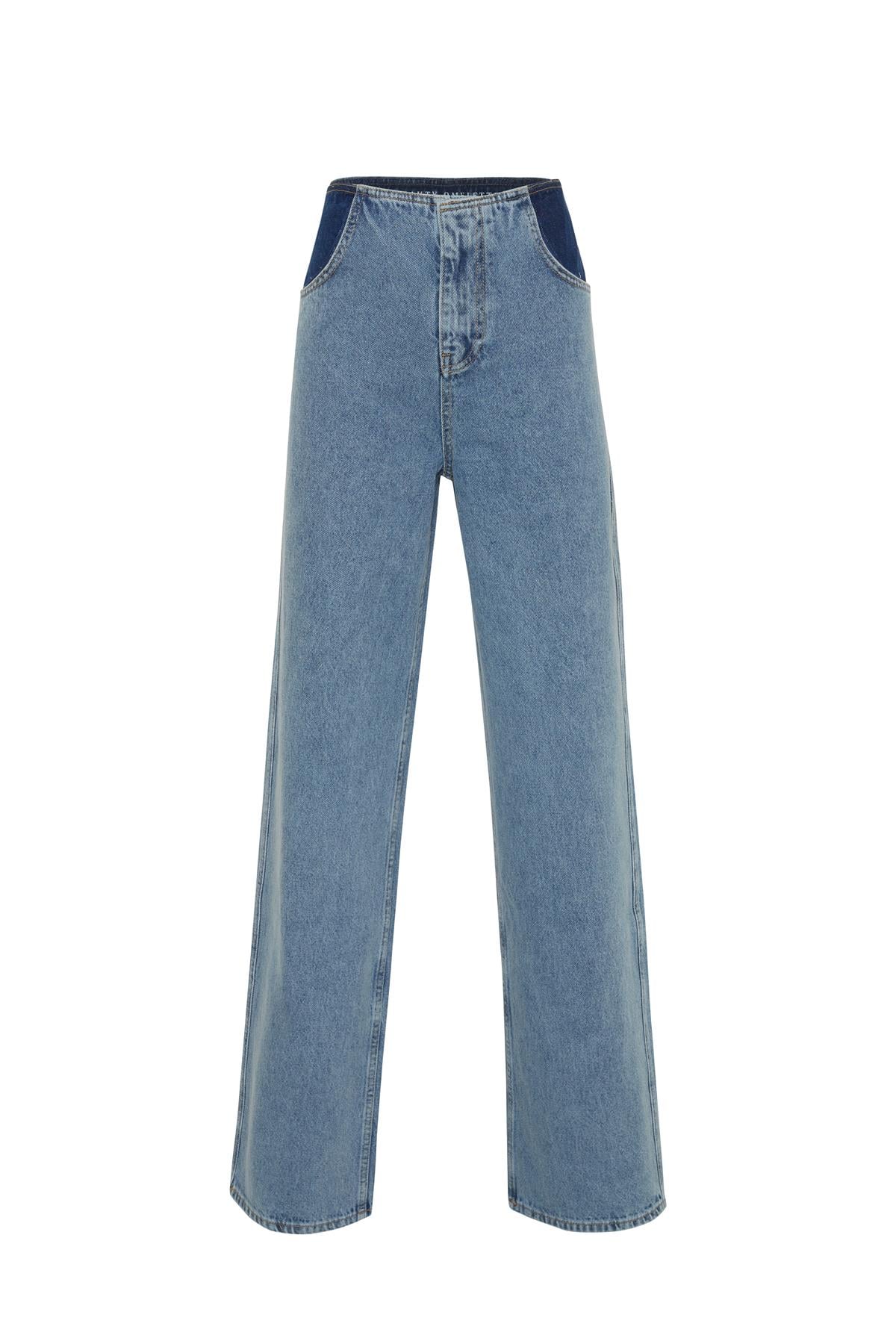Mavi kemersiz full length jean
