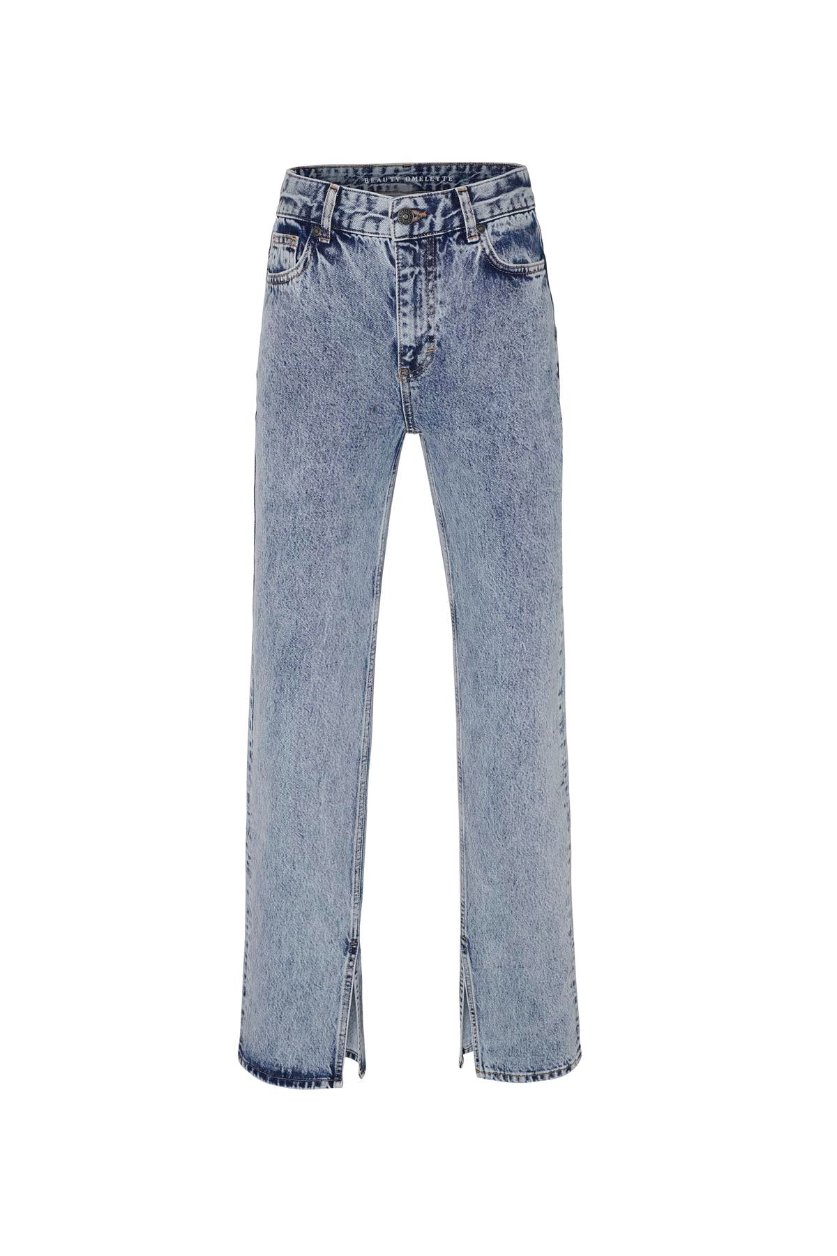 Açık Mavi Split Hem Detailed Slim Fit Jean
