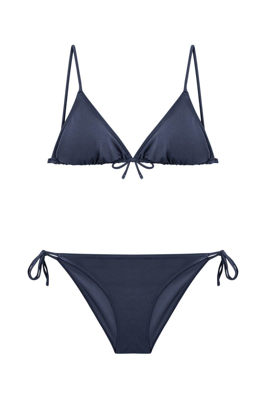 Antrasit İbiza Üçgen Simli Bikini