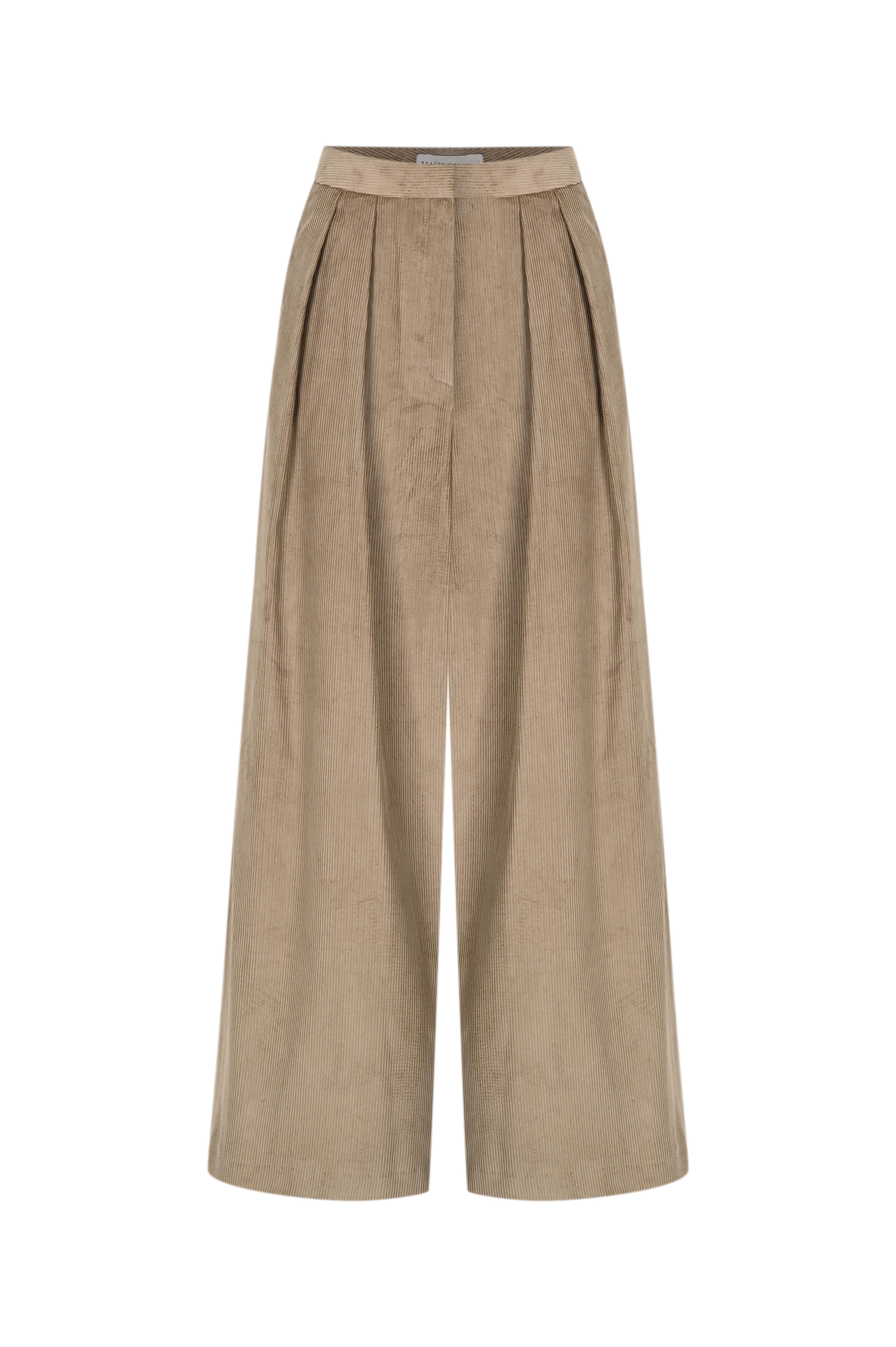 Bej Kadife Palazzo Pantolon