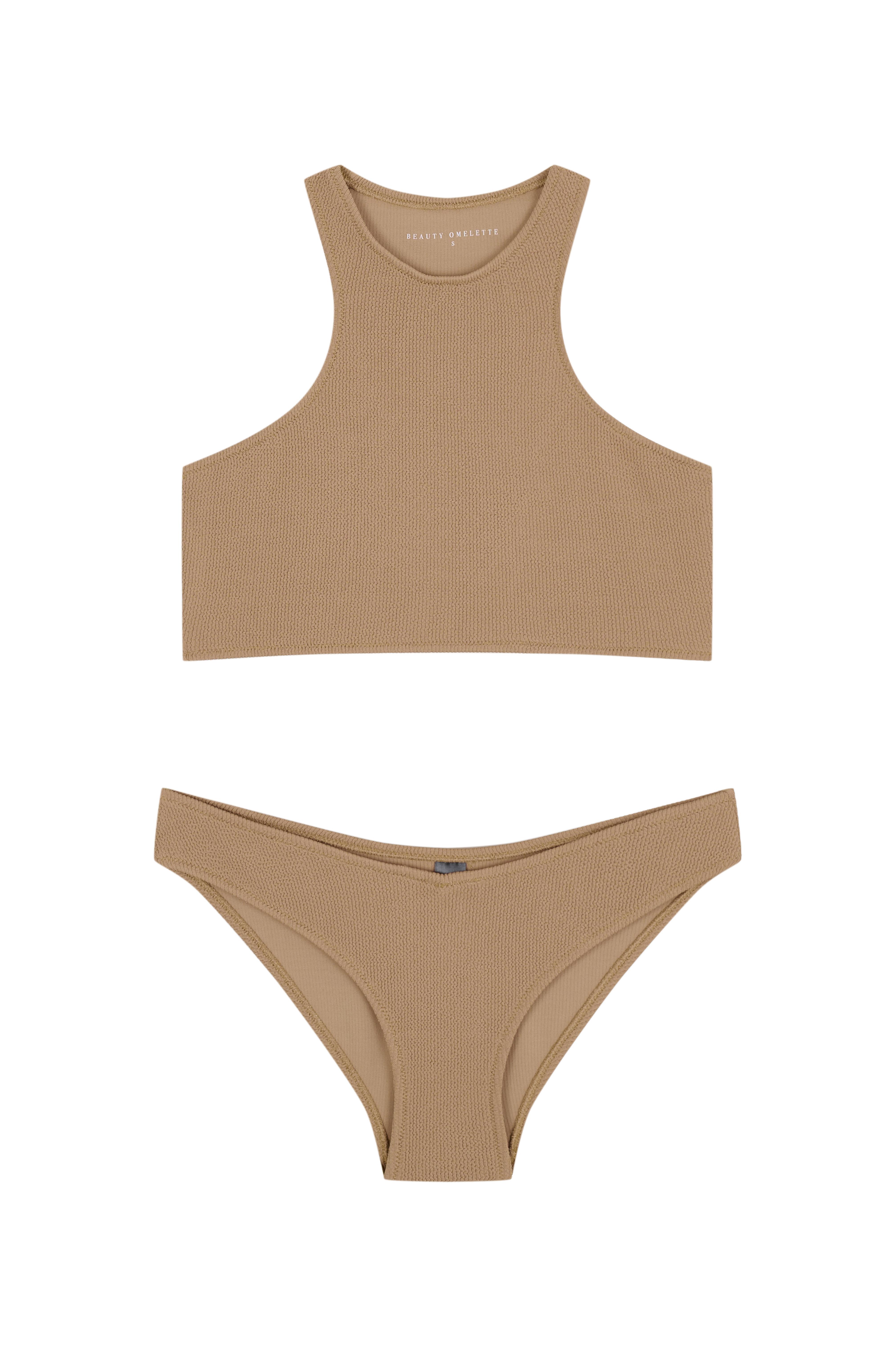 Bej Ribana  Halter Yaka Bikini