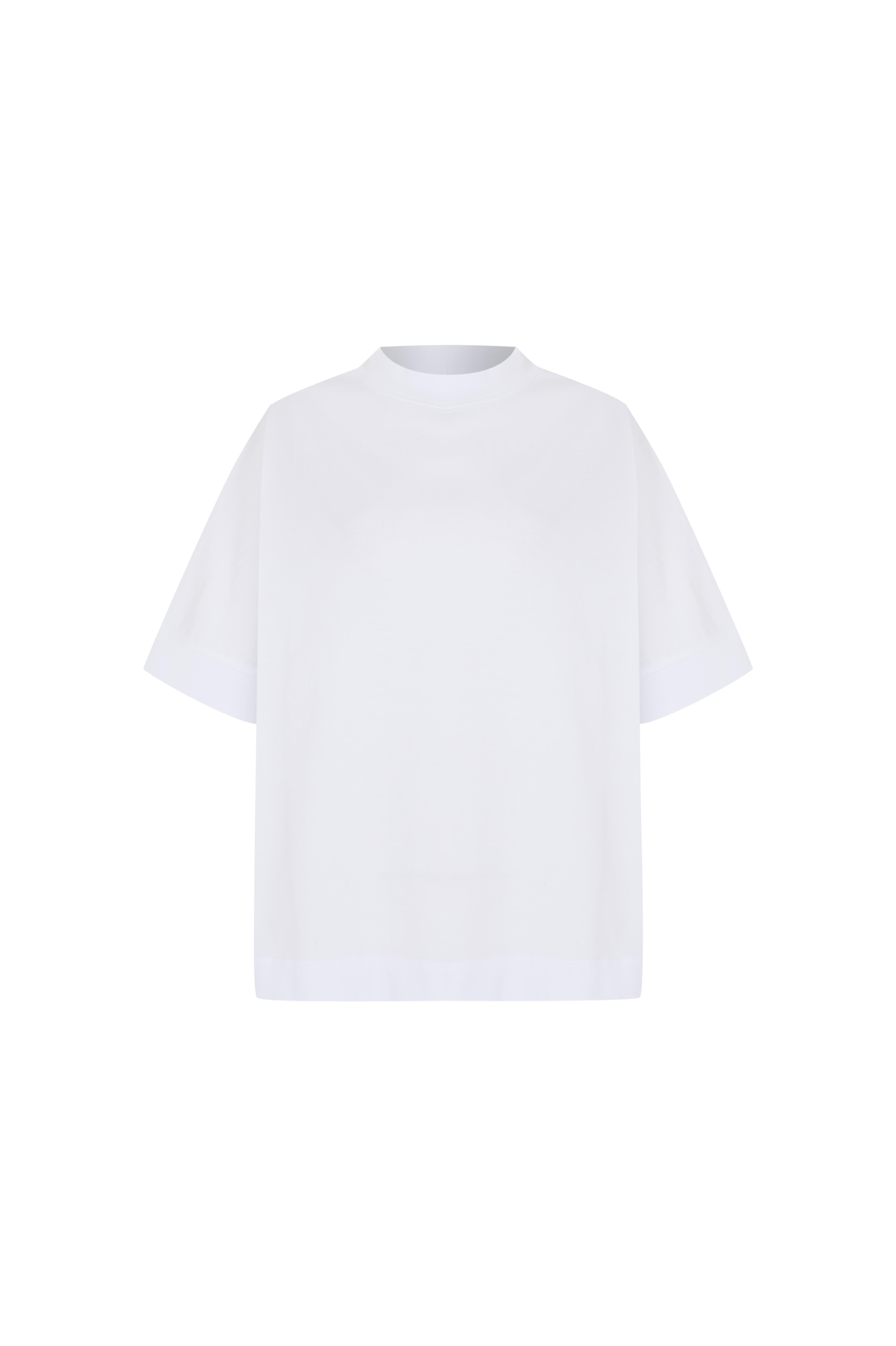 Beyaz Dik Yaka Oversize Tshirt