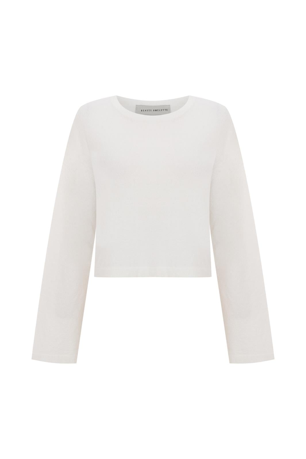 Beyaz Kısa Havlu Sweatshirt