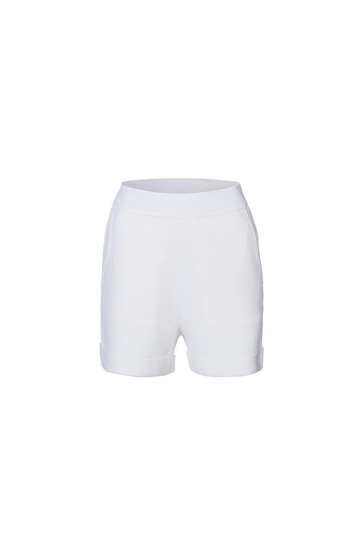 Beyaz Triko Short