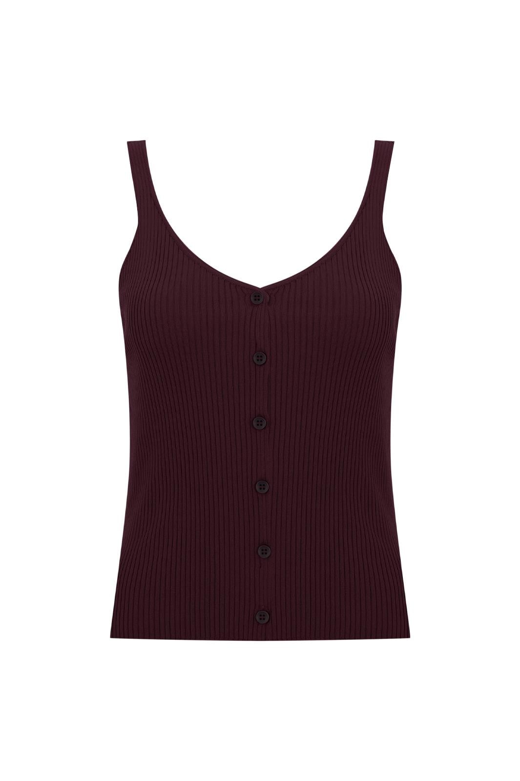 Bordo Askılı Düğmeli Triko Top