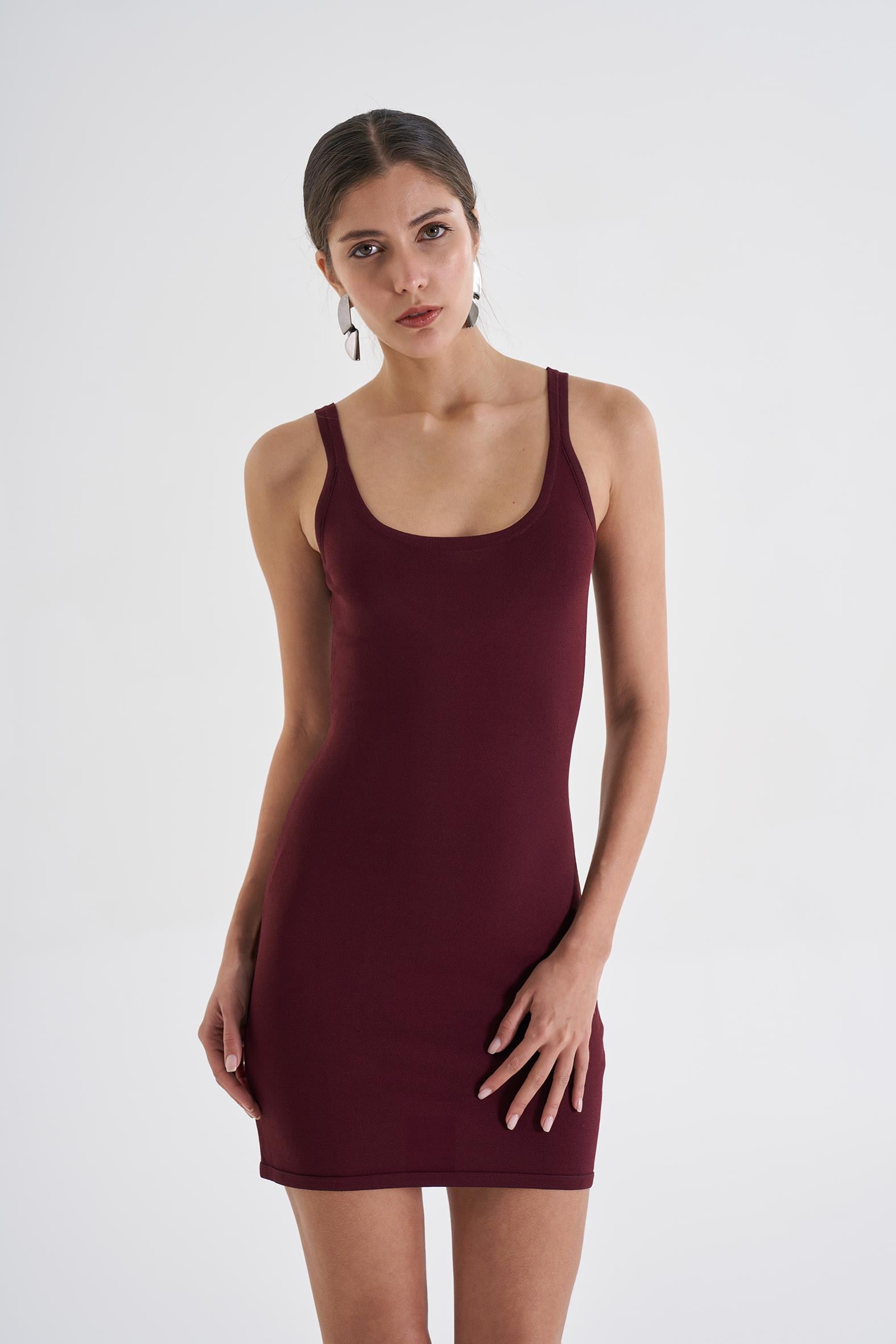 Bordo Carrie Triko Elbise