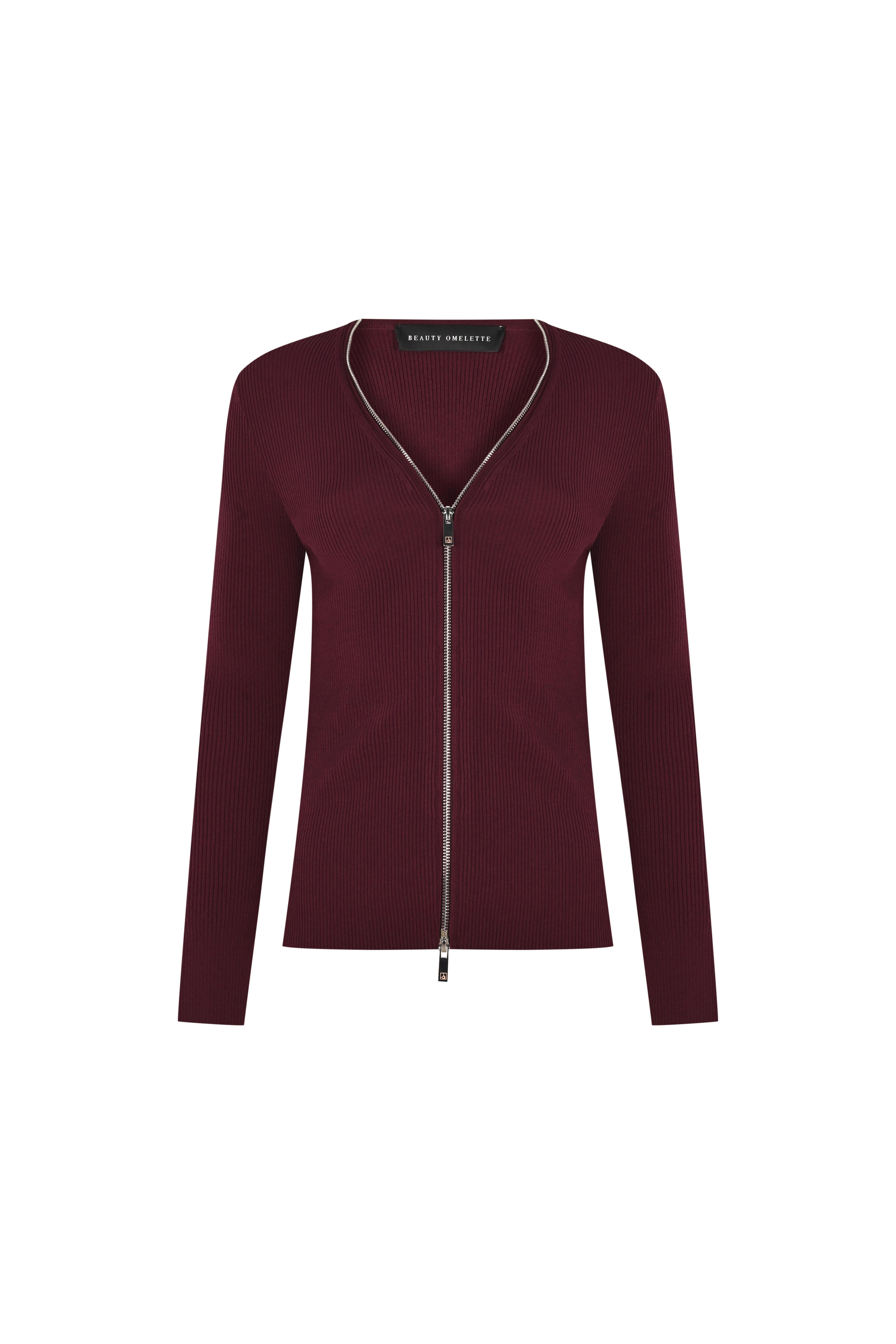 Bordo Çift Kursörlü Ribli Hırka