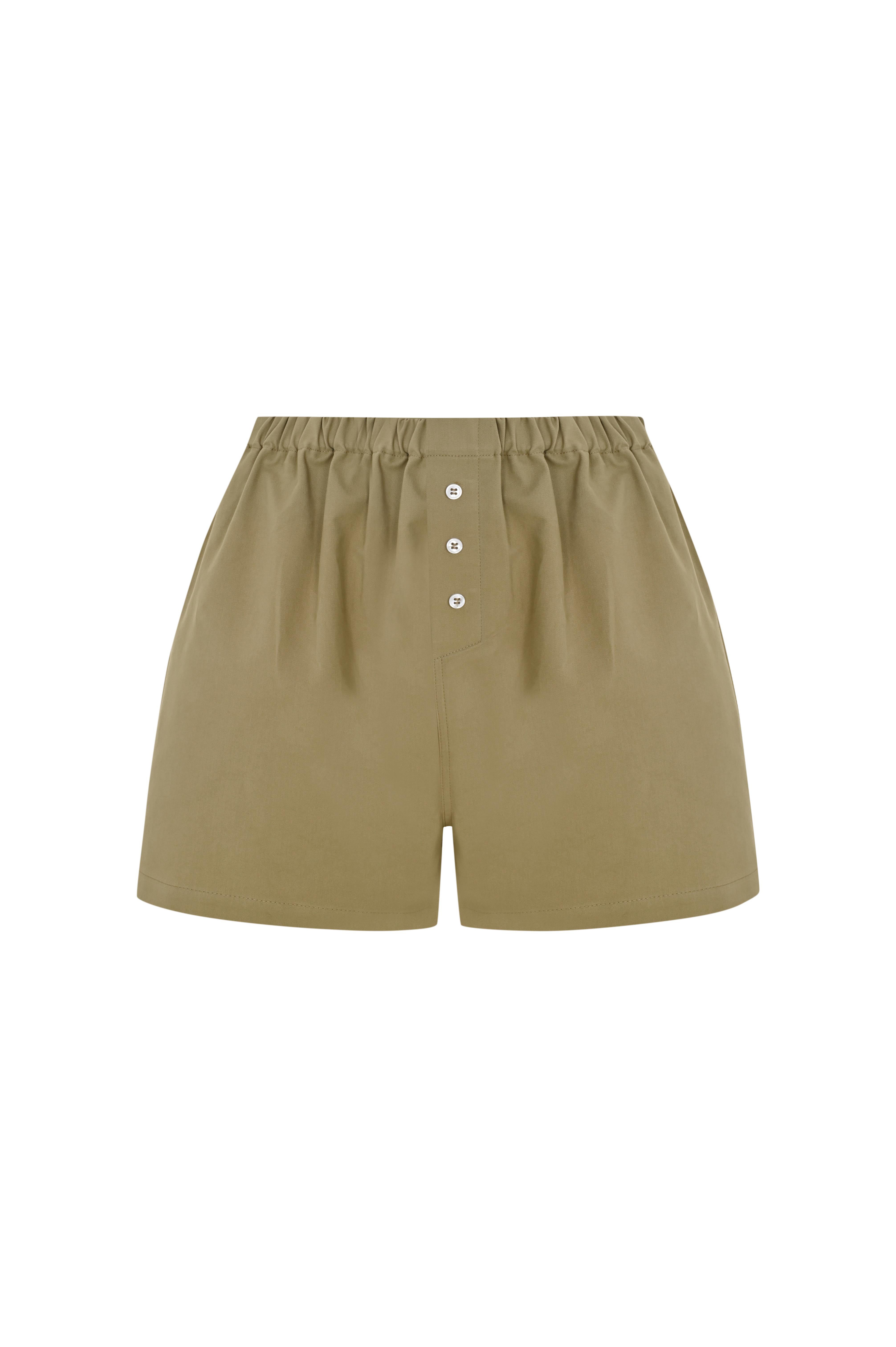 Camel Gabardin Kısa Şort