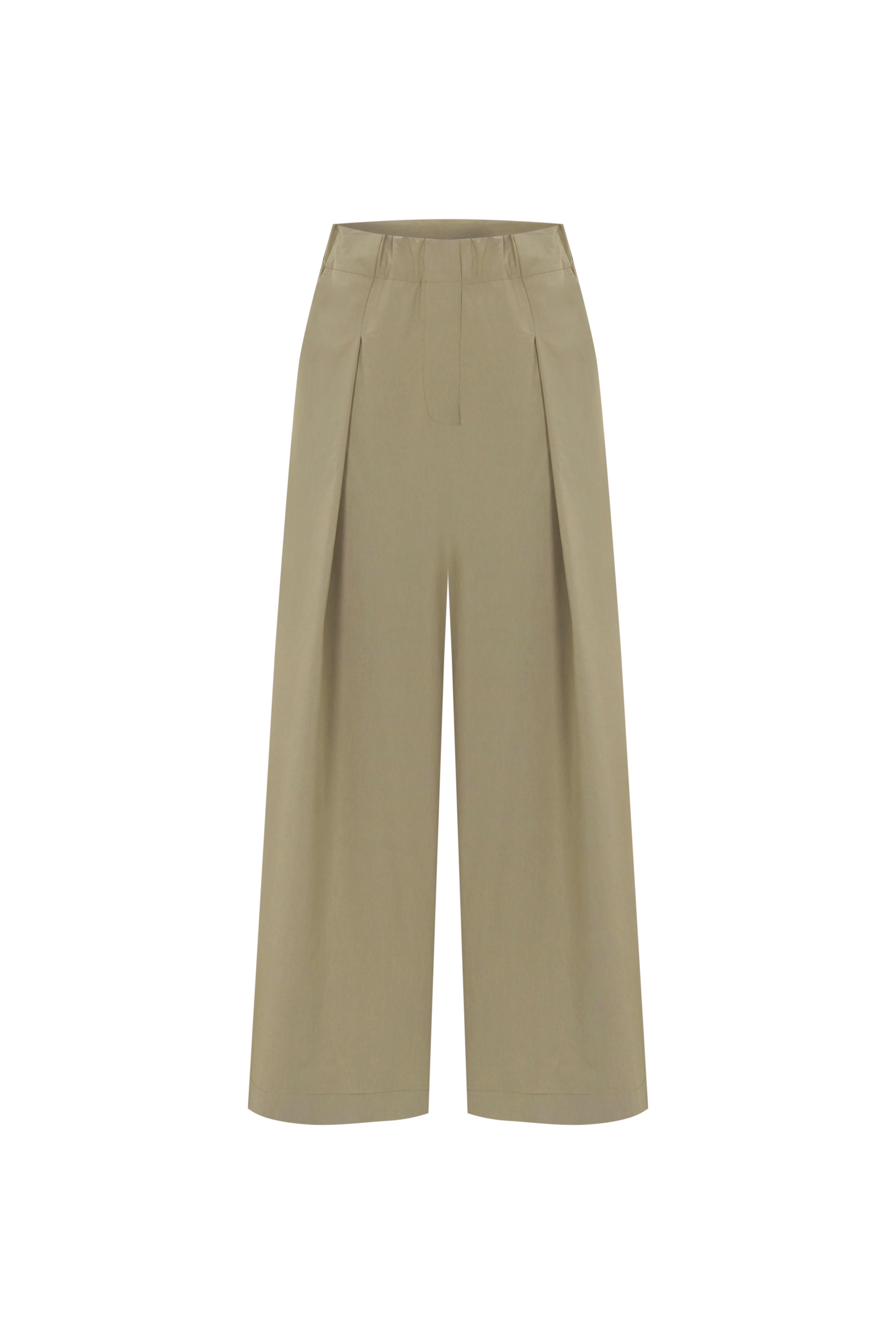 Camel Teknik Kumaş Bol Pantolon