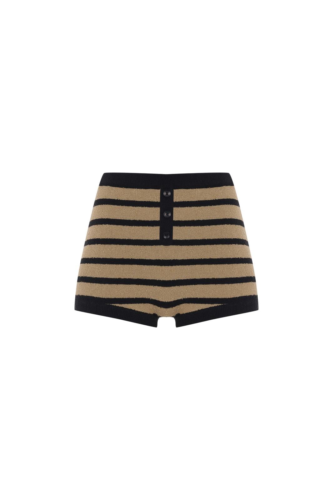 Camel/Siyah Çizgili Havlu Boxer Şort