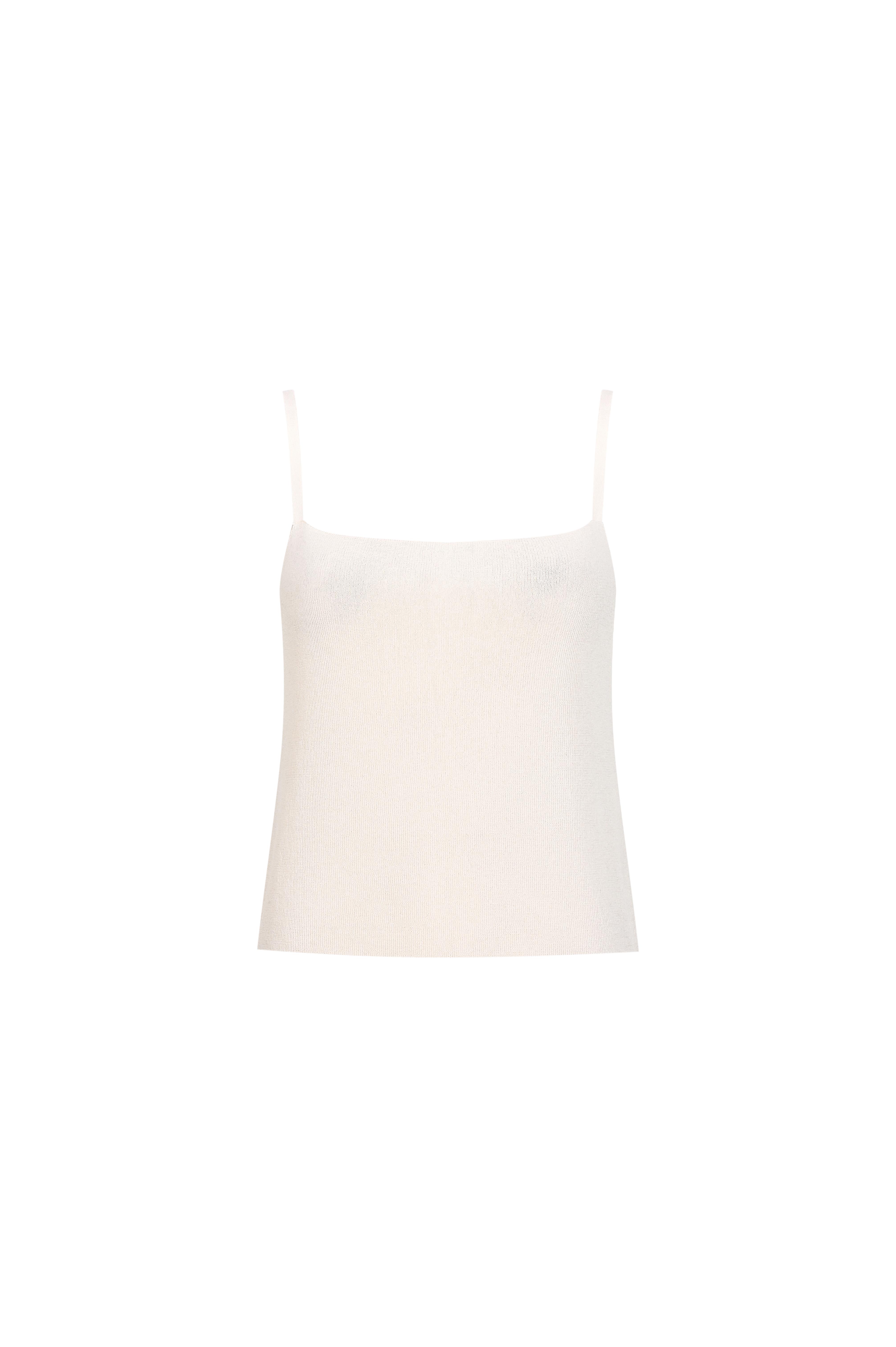 Ekru Kare Yaka Askılı Triko Atlet