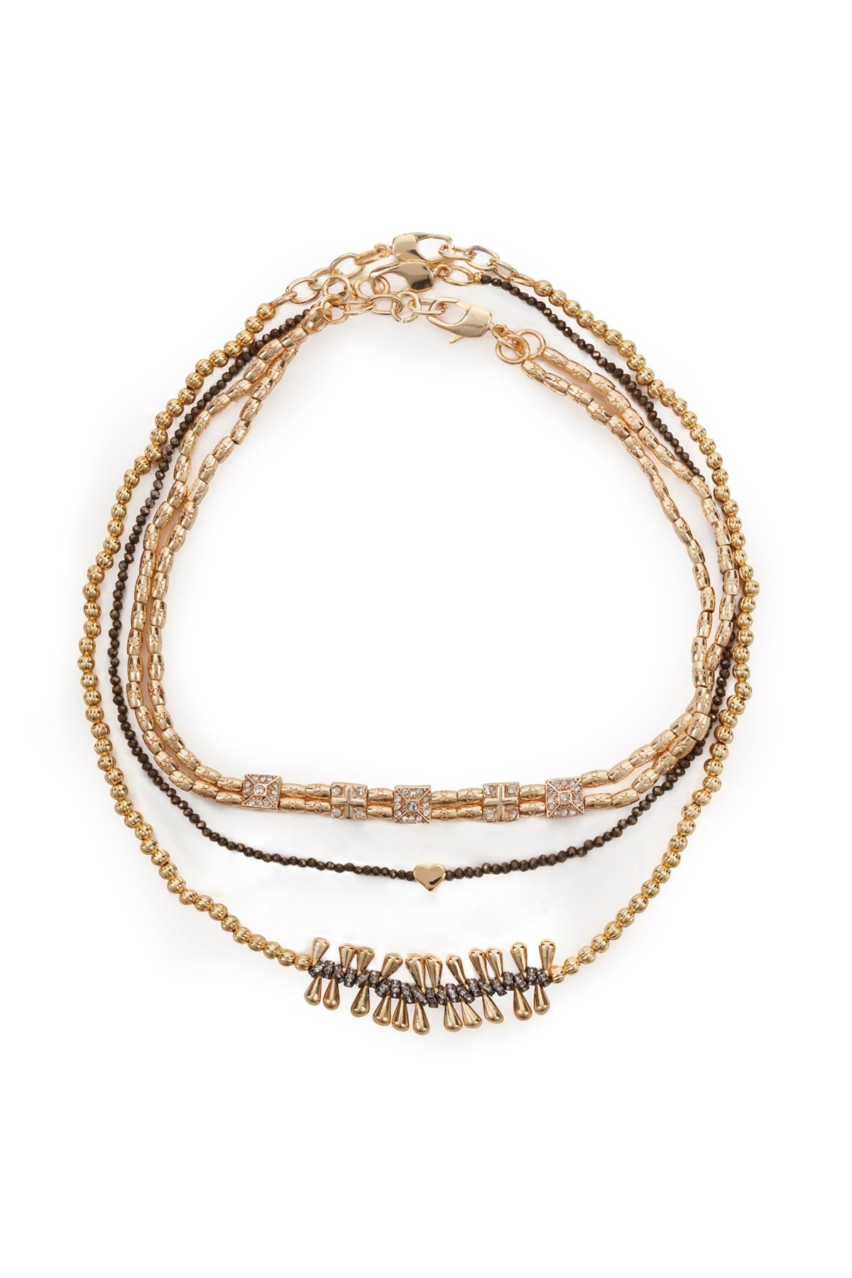 Gold 3Lü Set Taşlı Kolye