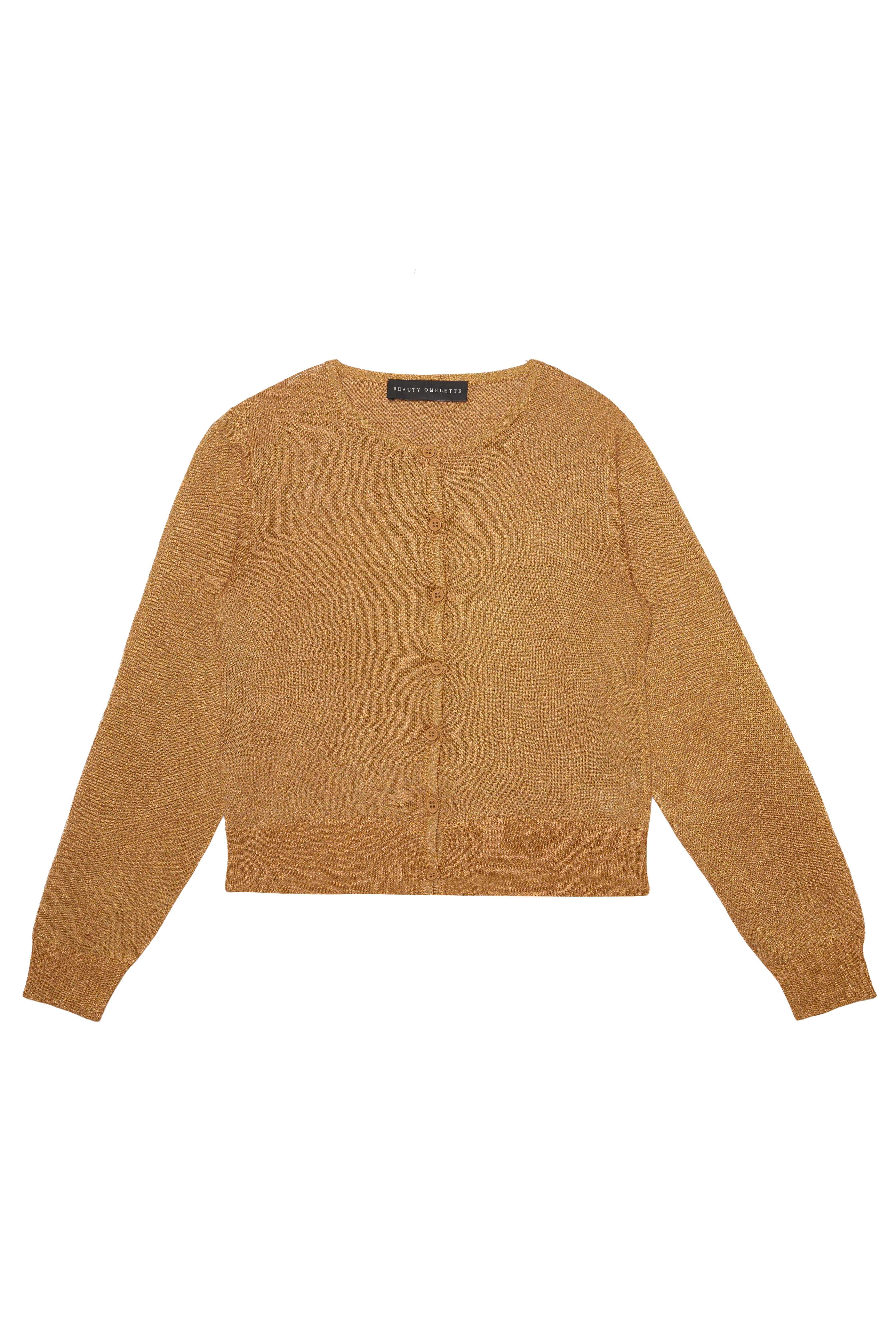 Gold Transparan Simli Mini Hırka