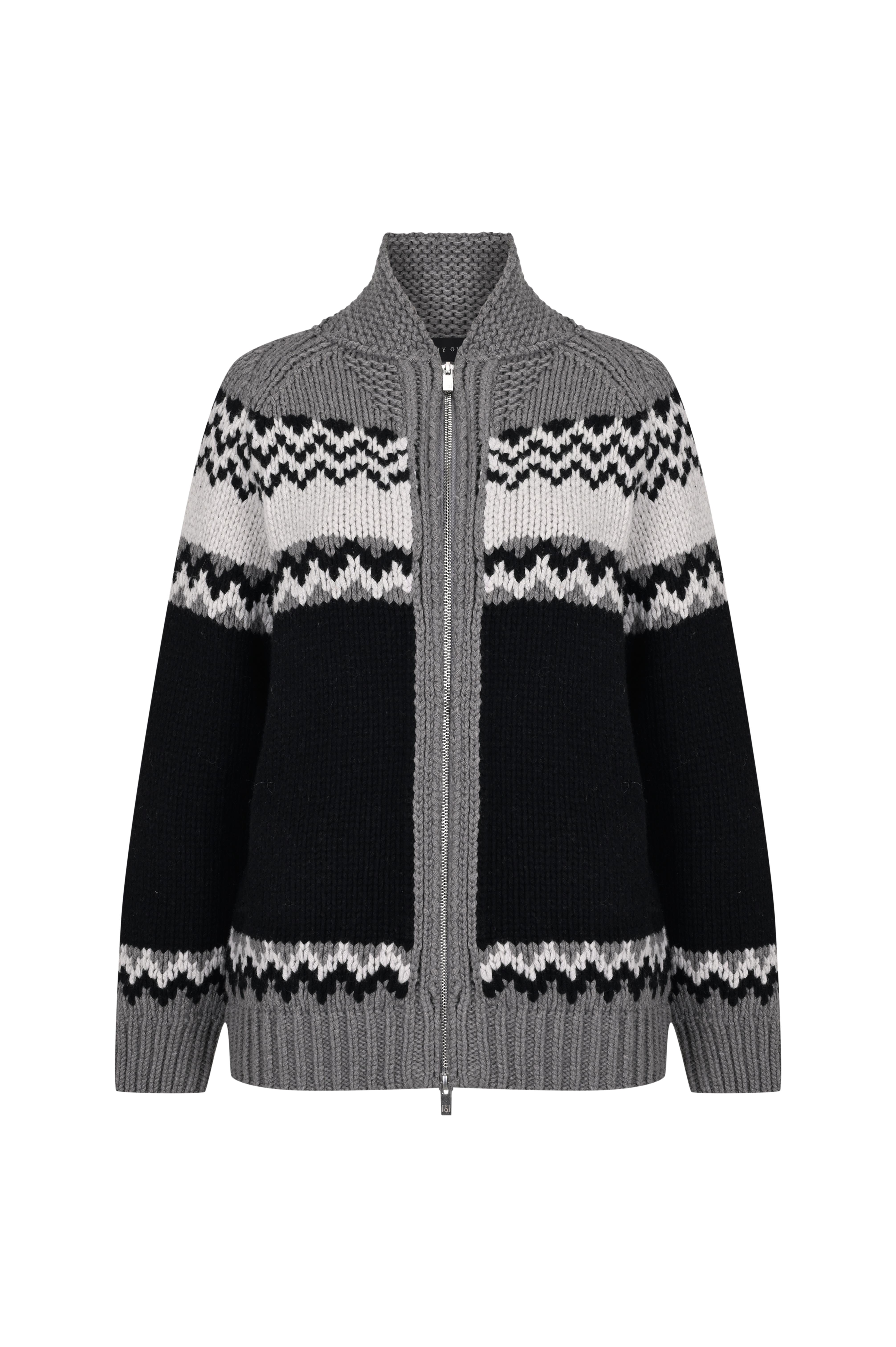 Gri Jakarlı Yün Hırka