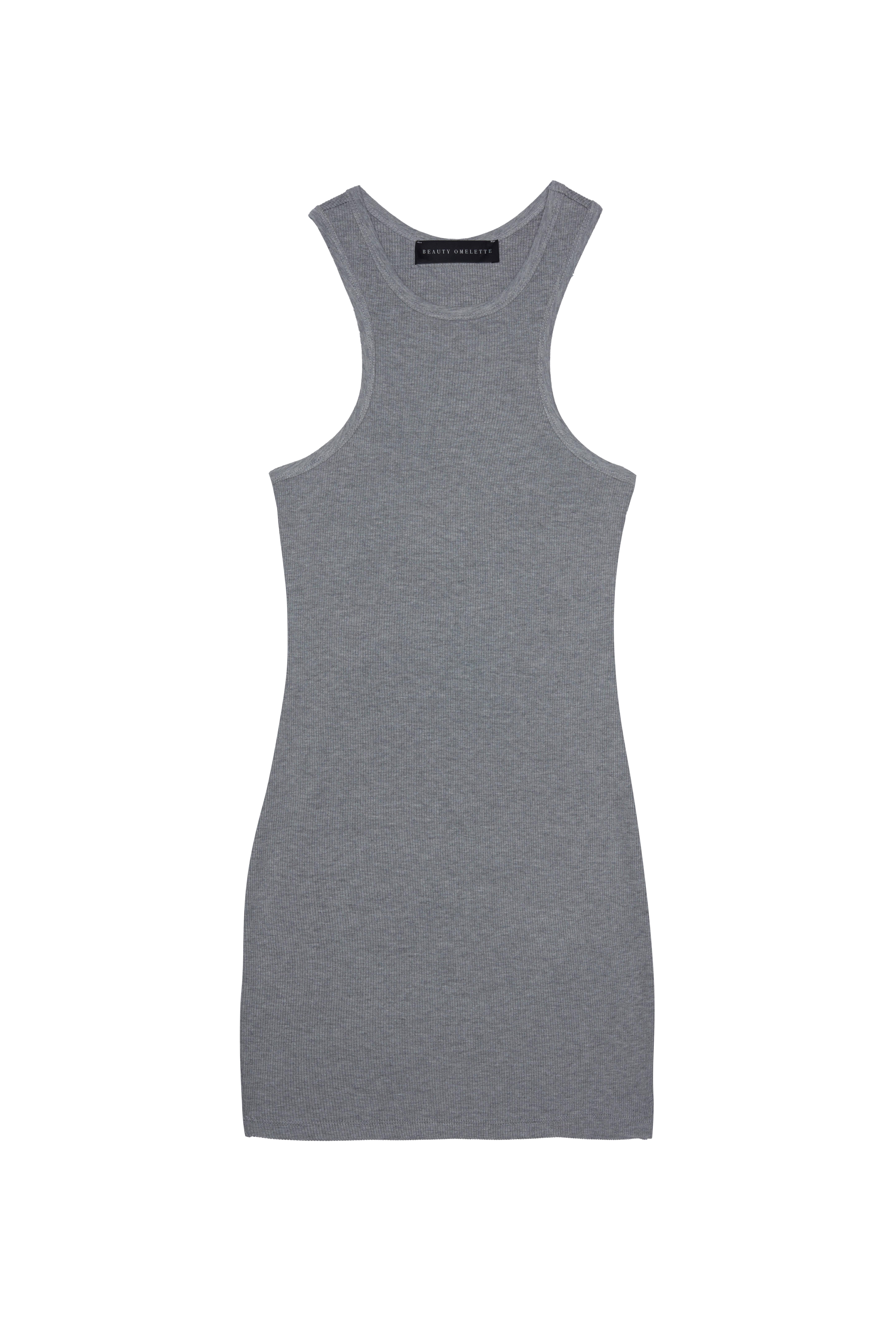 Gri Melanj Kaşkorse Halter Yaka Mini Elbise