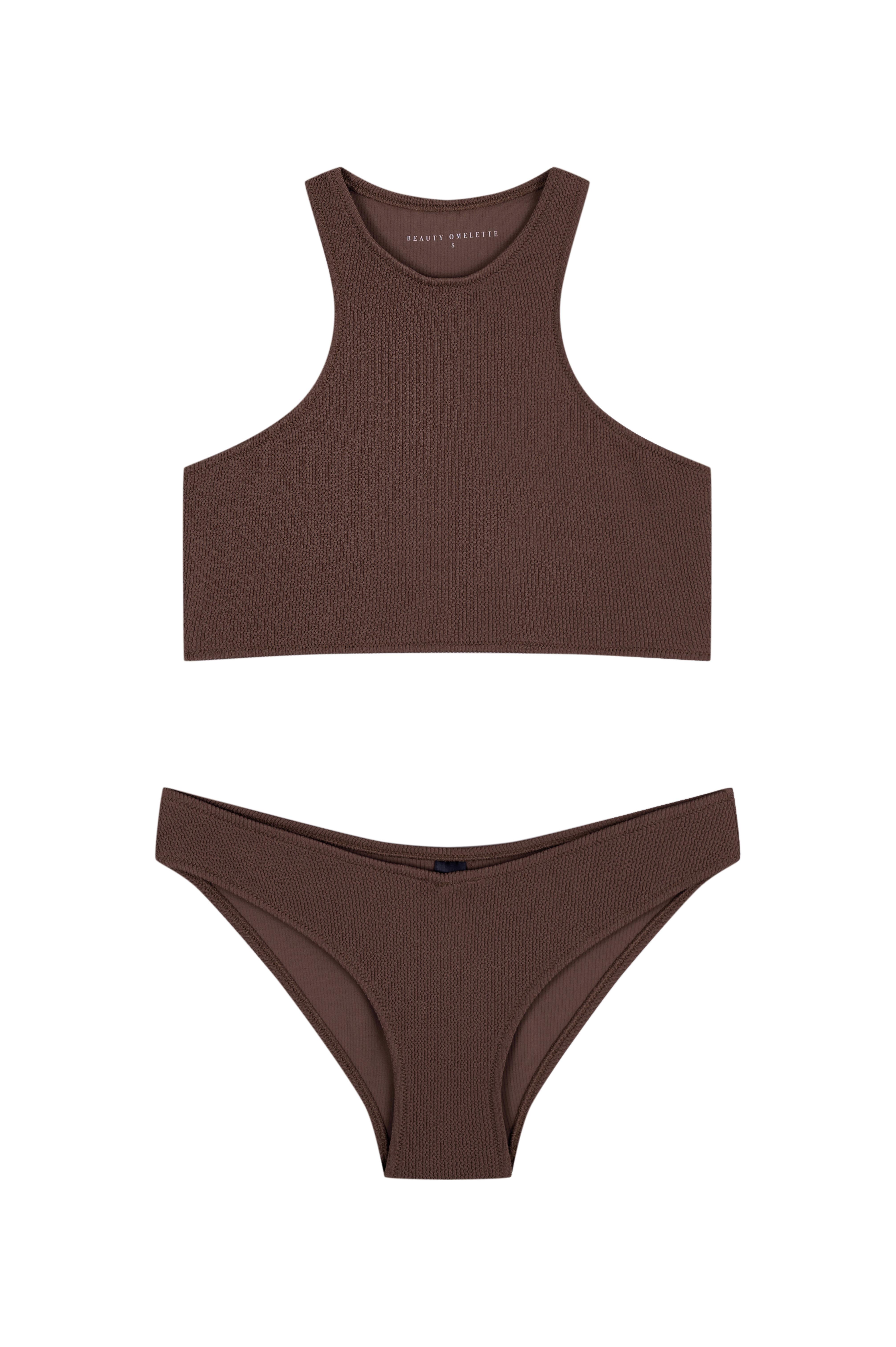 Kahve Ribana  Halter Yaka Bikini