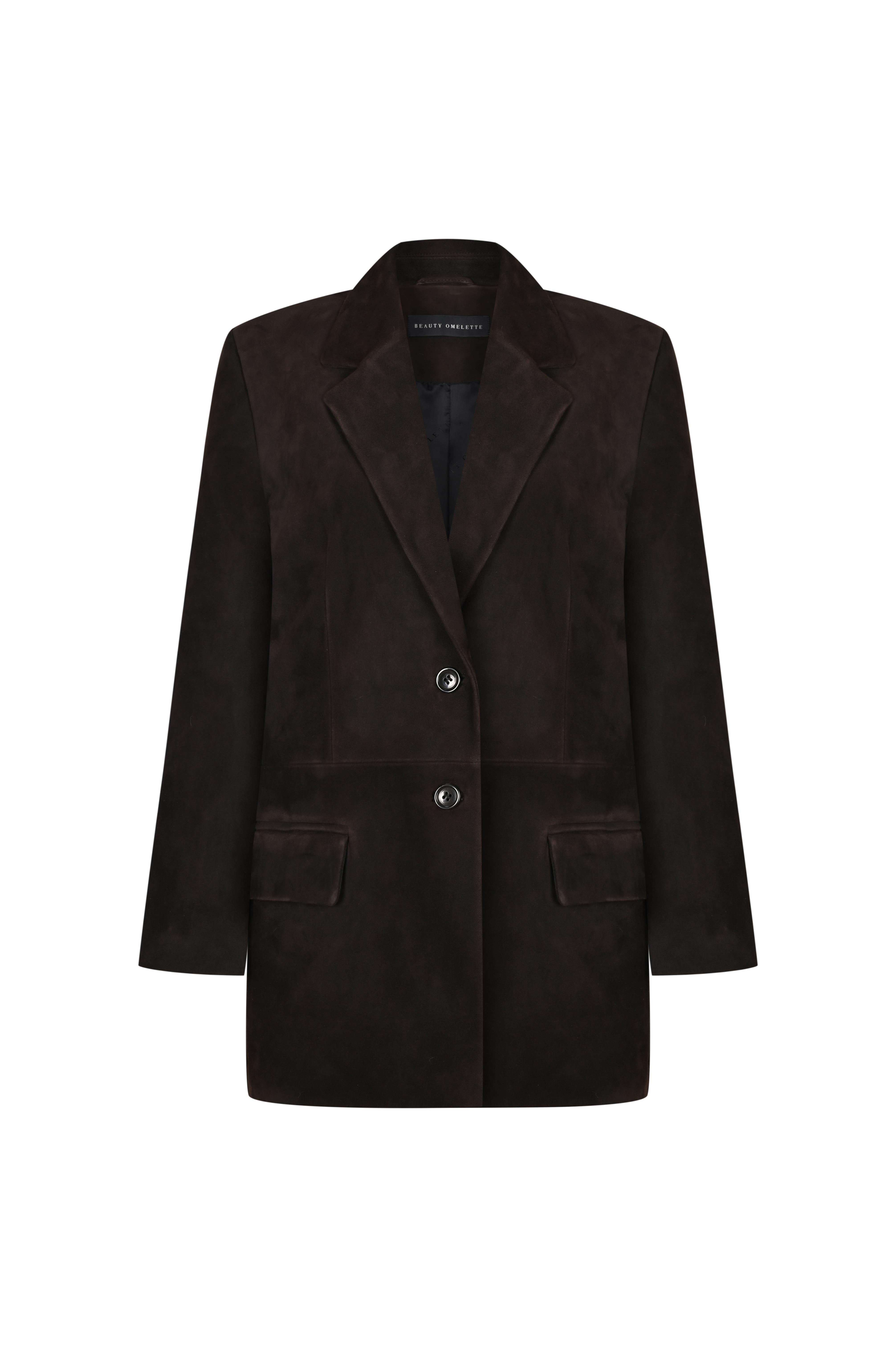 Kahverengi Blazer Form Süet Ceket