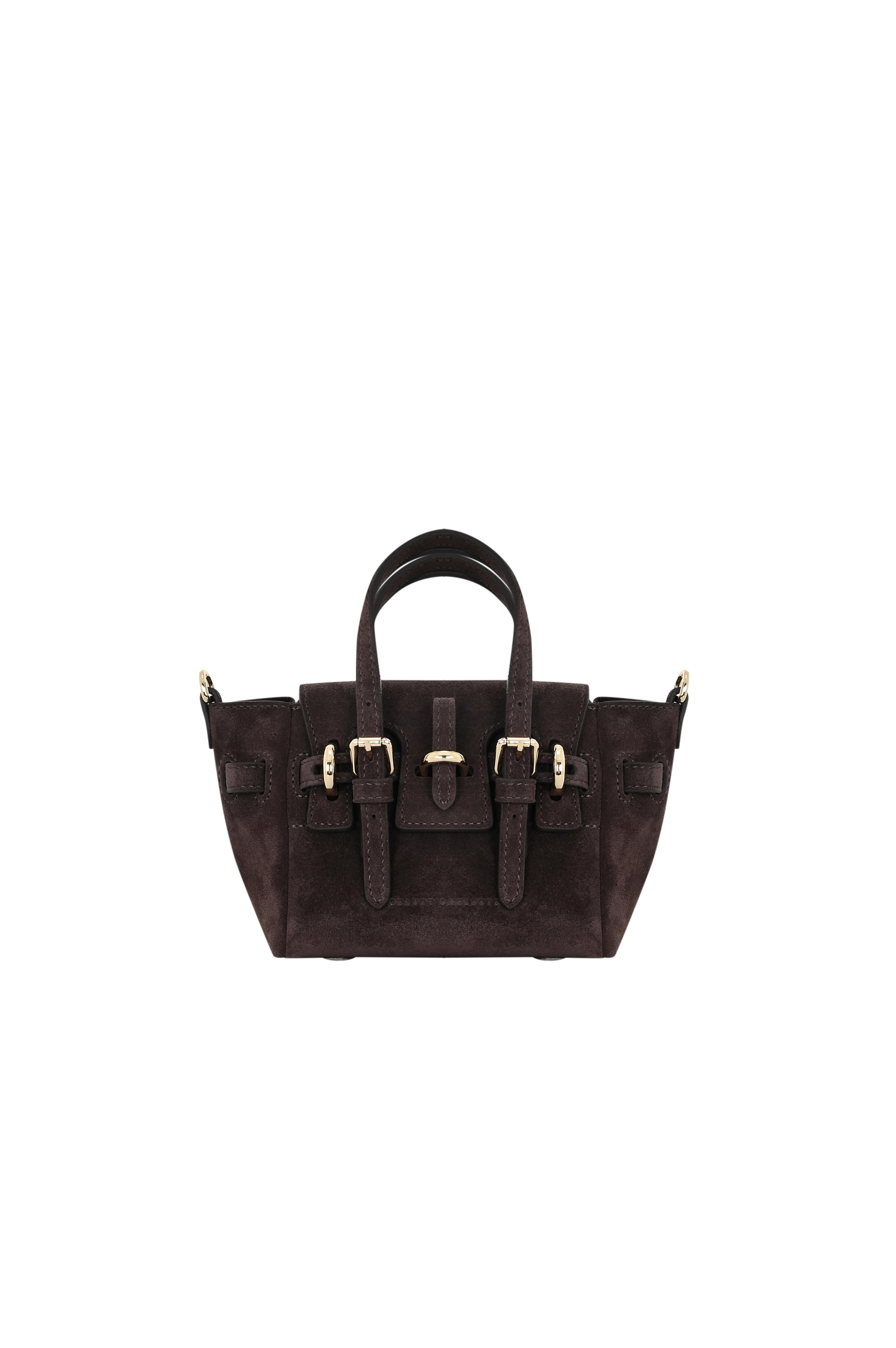 Kahverengi Gabrielle Süet Micro Bag Gold