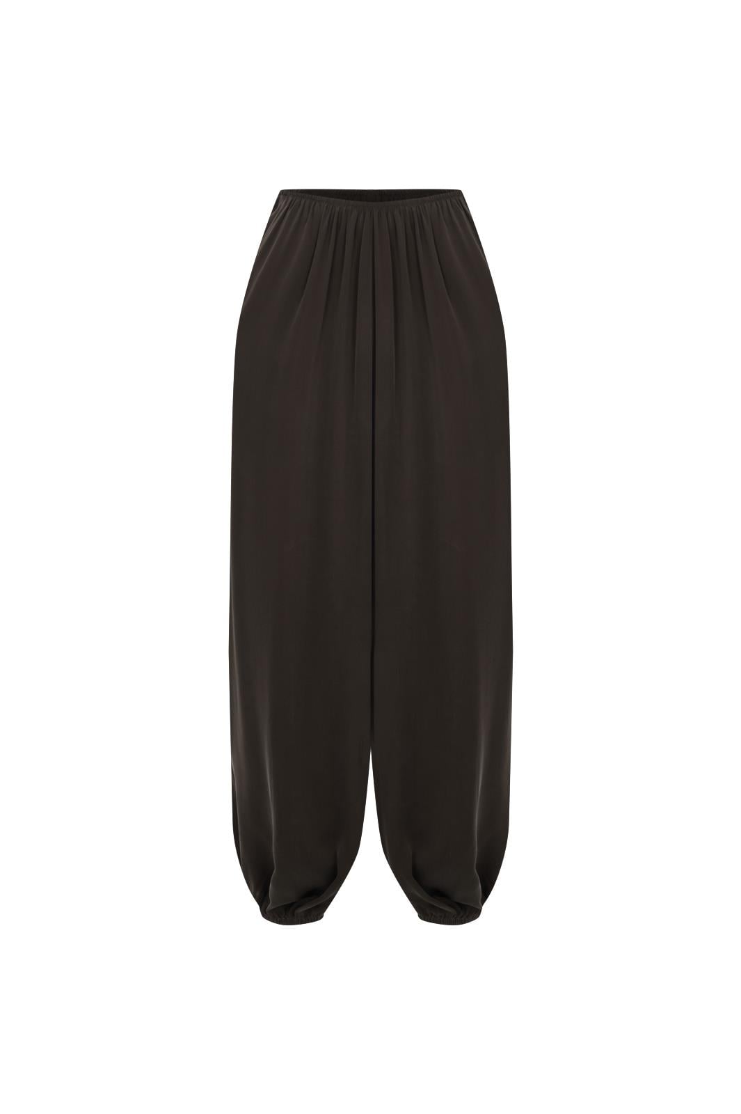 Kahverengi Harem Cupro Pantolon