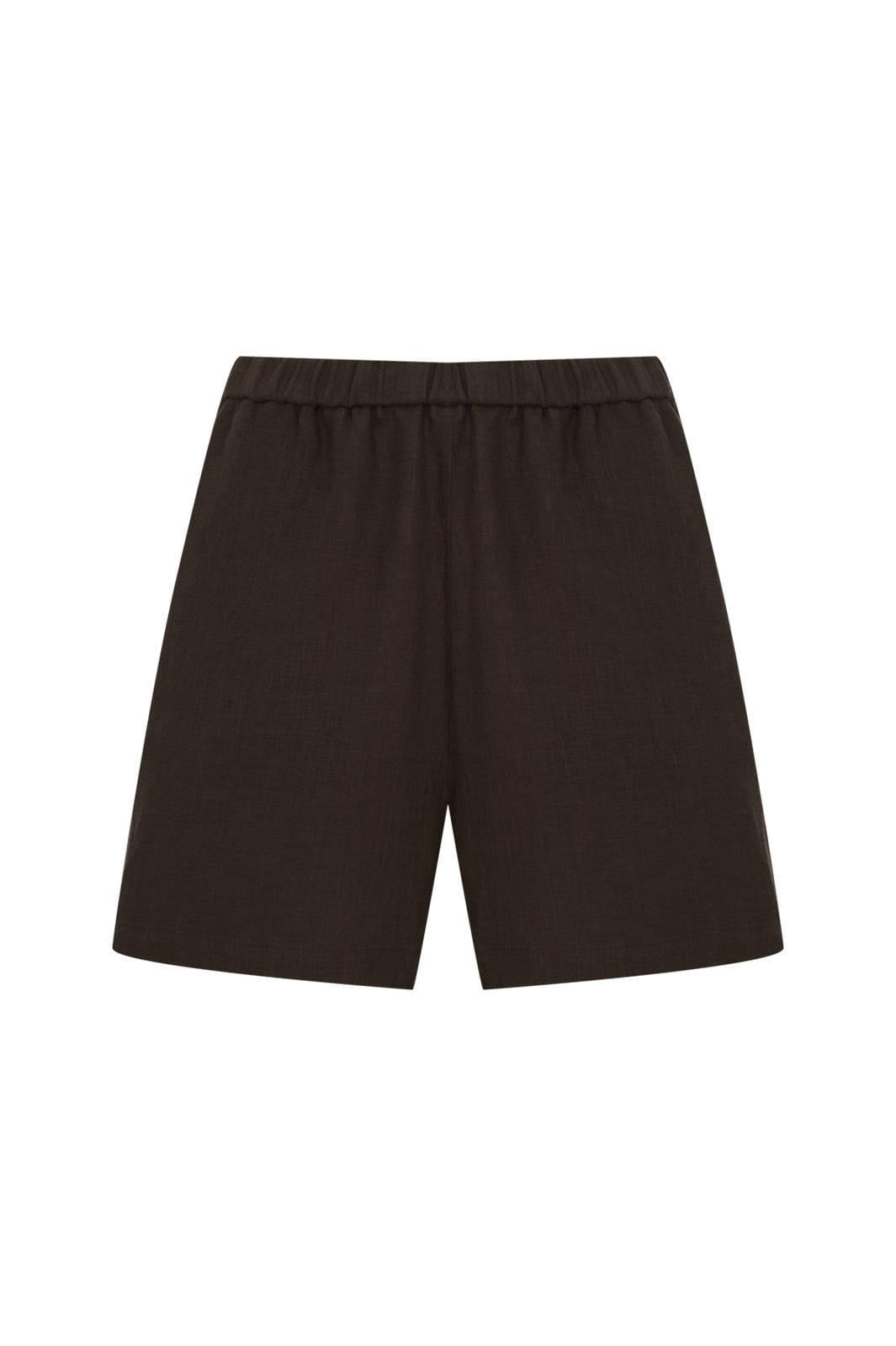 Kahverengi Keten Şort