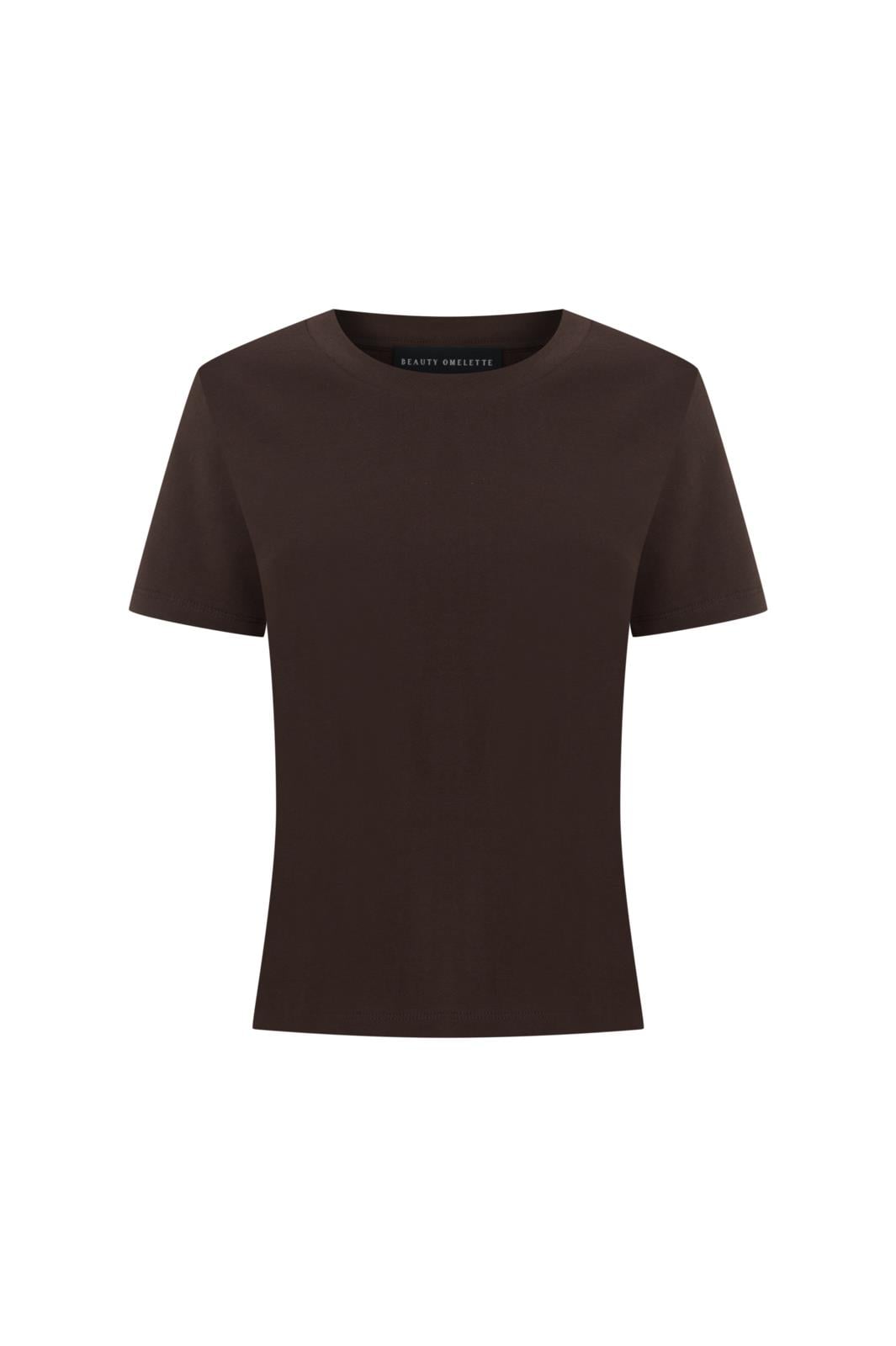 Kahverengi Minimal Kısa Kollu Tshirt
