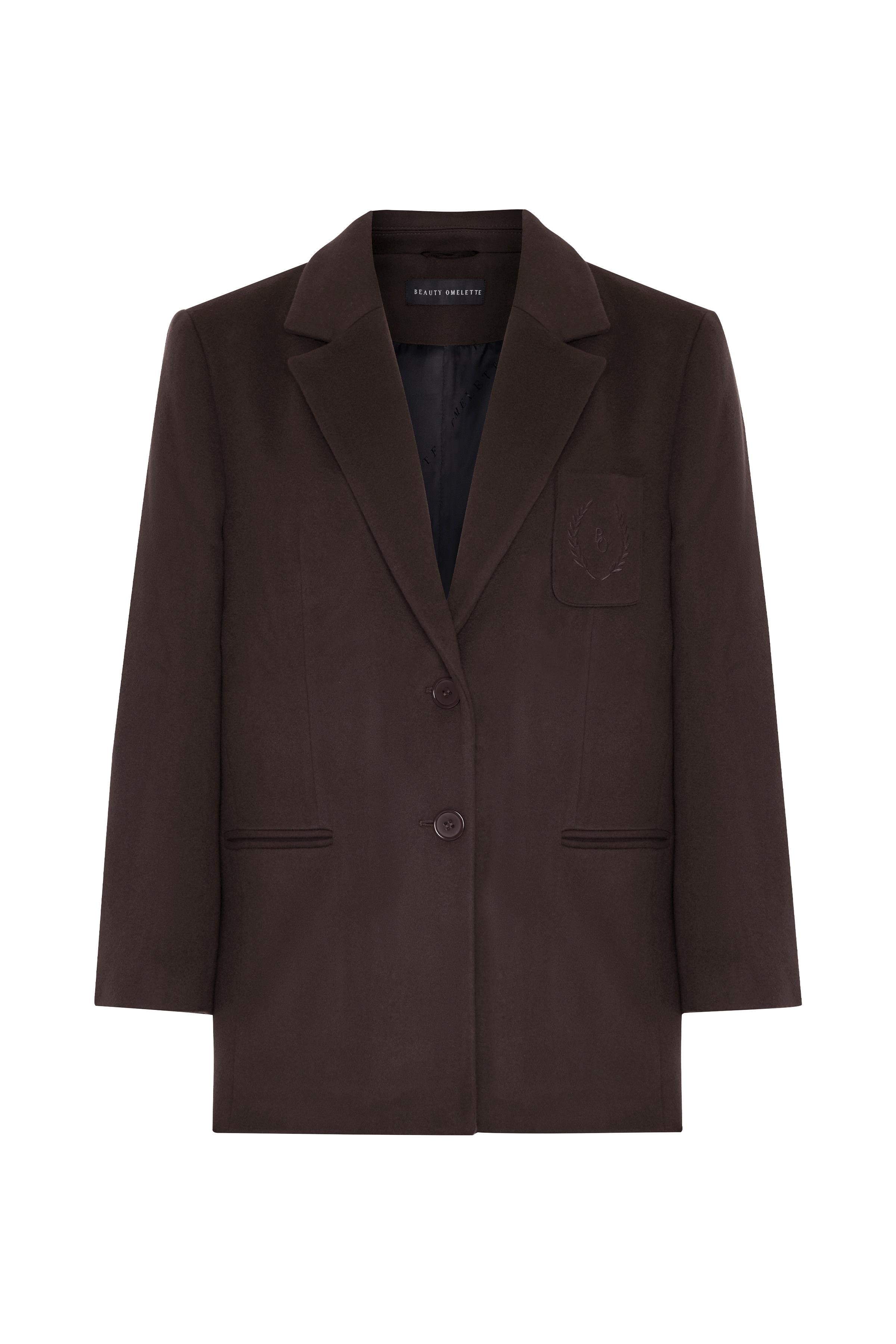 Kahverengi Nakışlı Daddy Yün Ceket Kaban