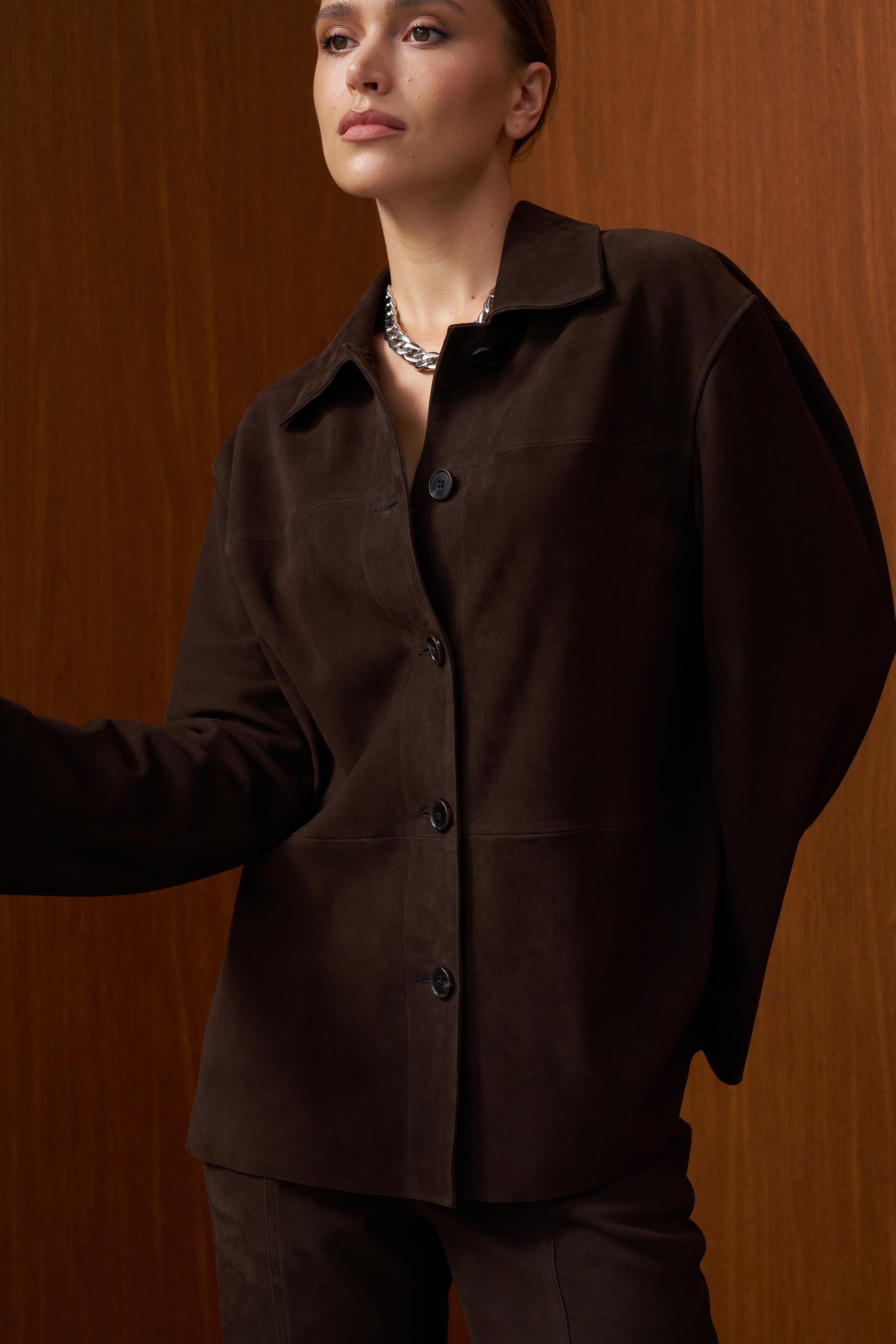 Kahverengi Süet Gömlek