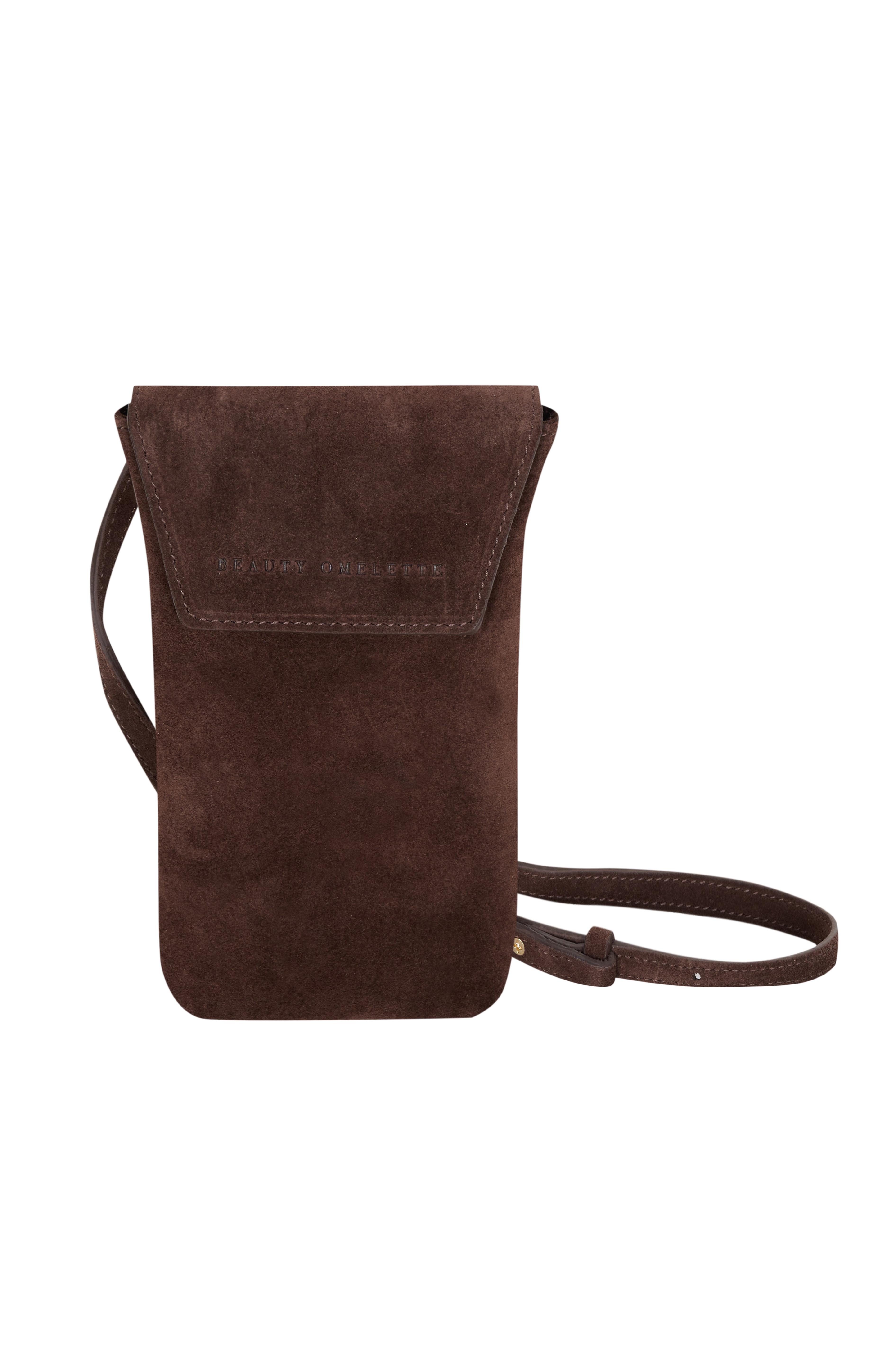 Kahverengi Süet Mini Çapraz Askılı Çanta