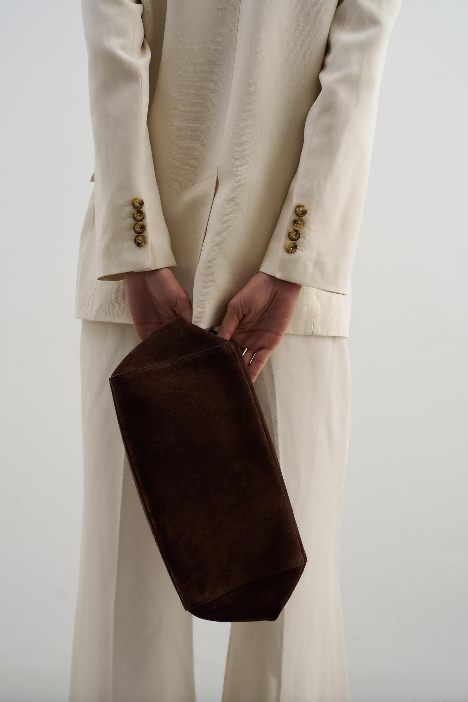 Kahverengi Süet Oxford Clutch