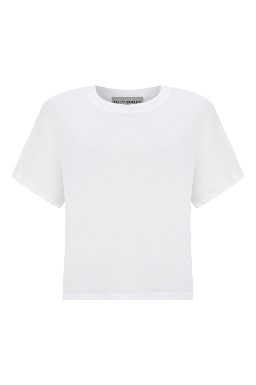 Kırık Beyaz Bisiklet Yaka Kutu Form Soft Tshirt