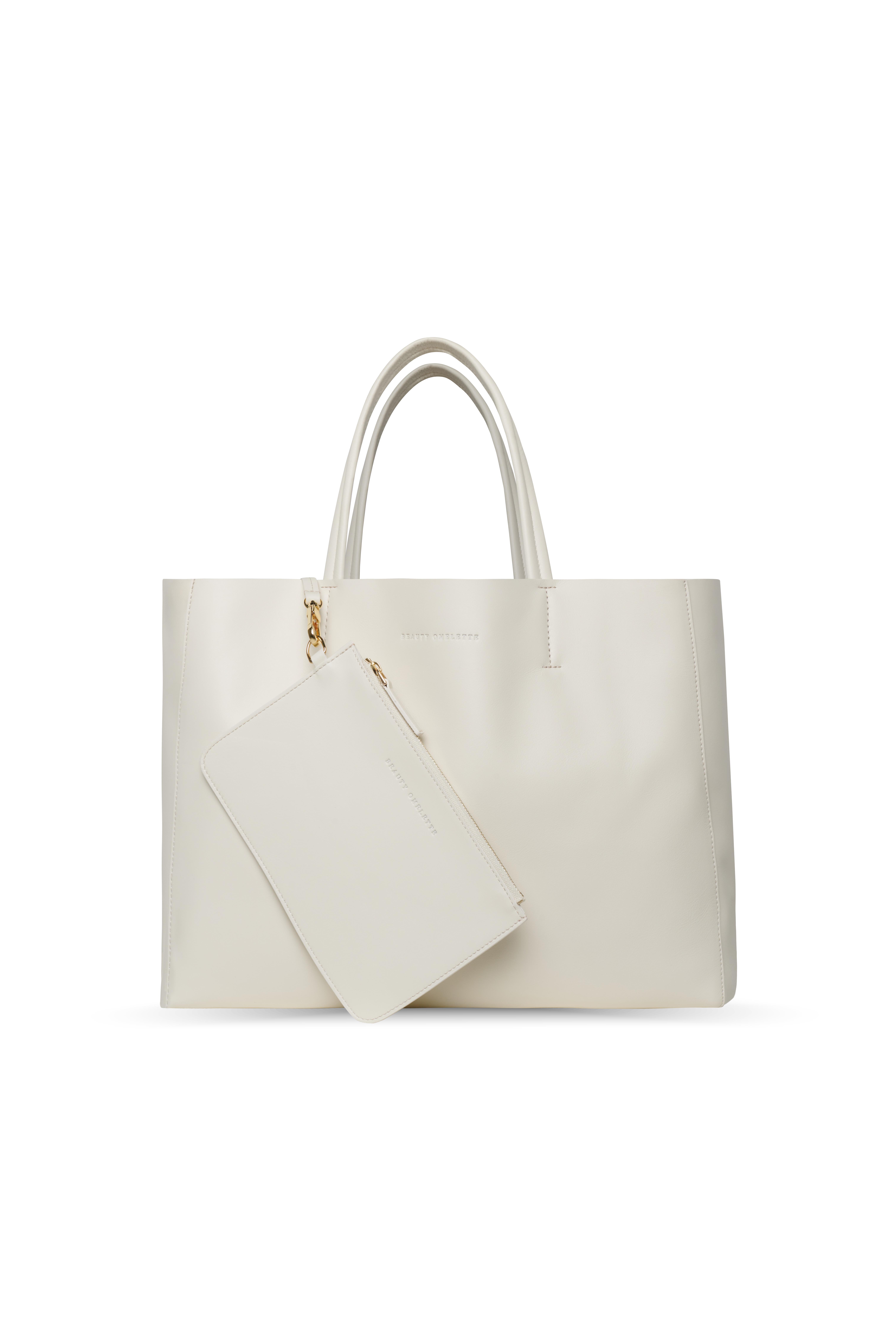Kırık Beyaz Deri Shopping Bag