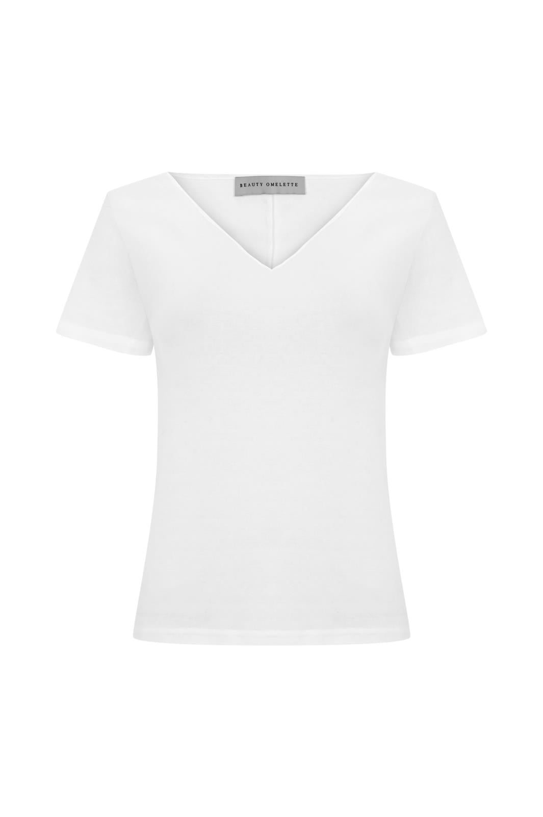 Kırık Beyaz V Yaka Minimal Soft Tshirt