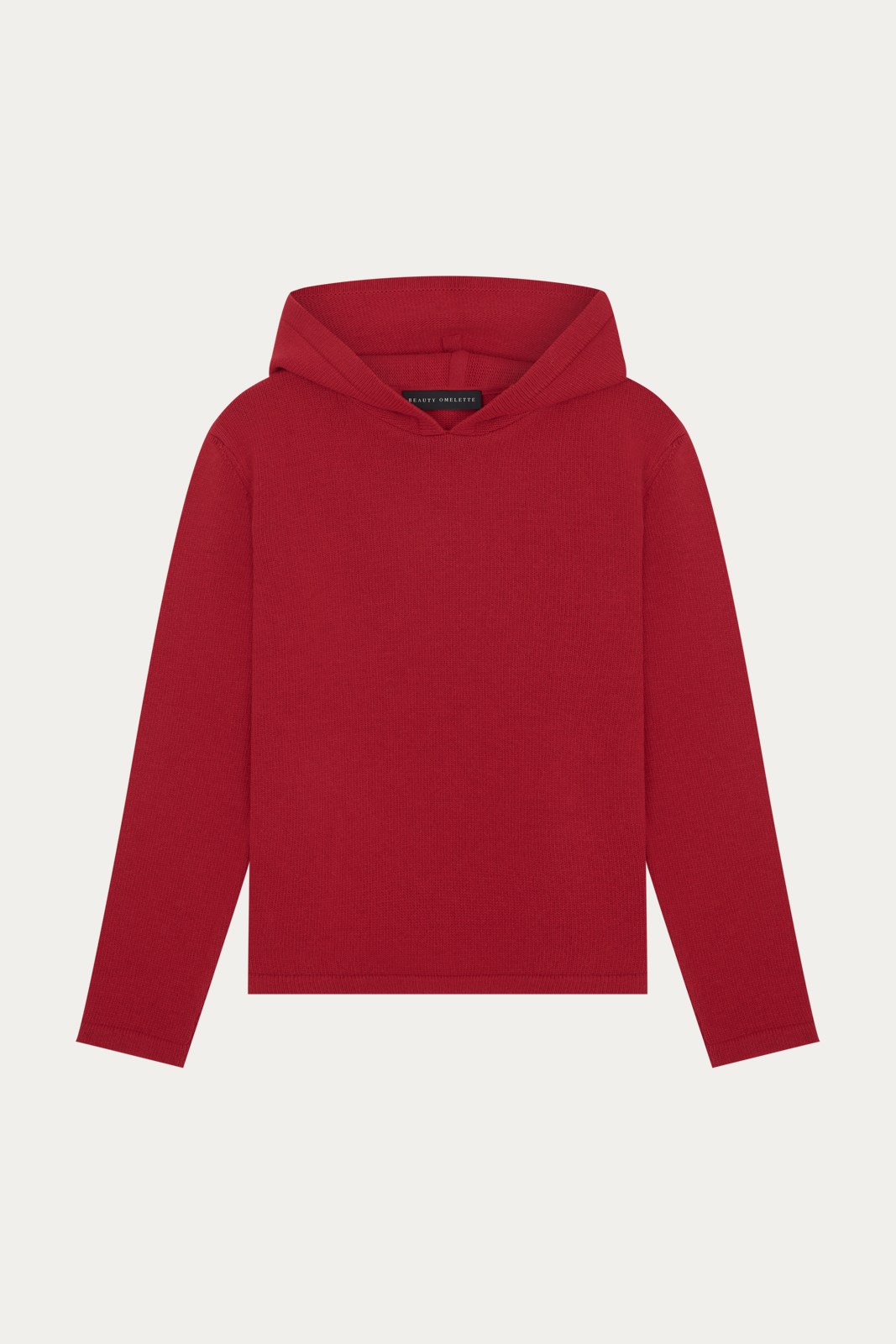 Kırmızı Yün Karışımlı Hoodie Triko Sweat