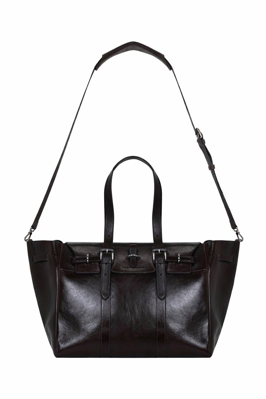 Kızıl Kahve Gabrielle Kırık Efektli Deri Travel Bag Silver