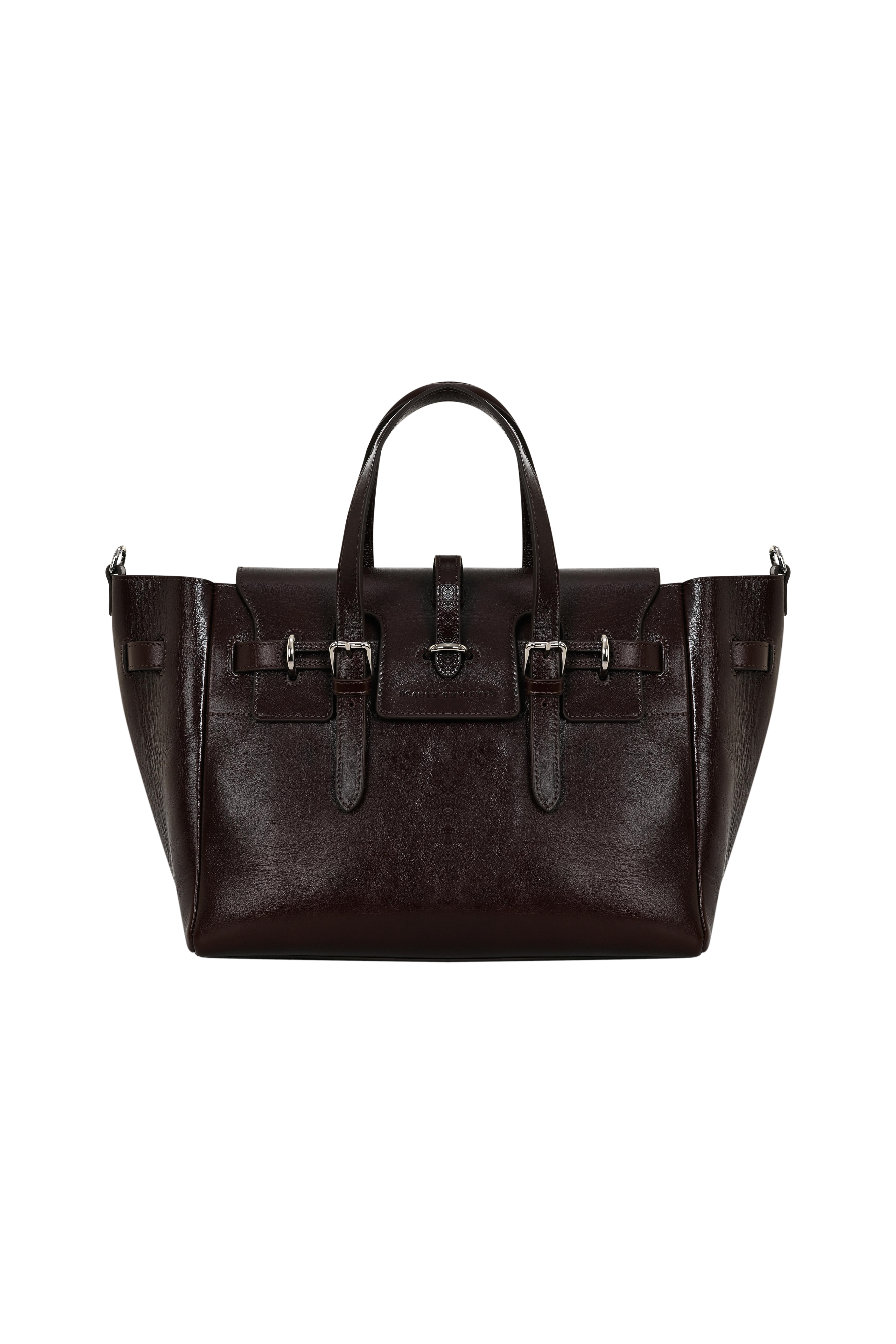 Kızıl Kahve Gabrielle Kırık Efektli Deri Day Bag Silver