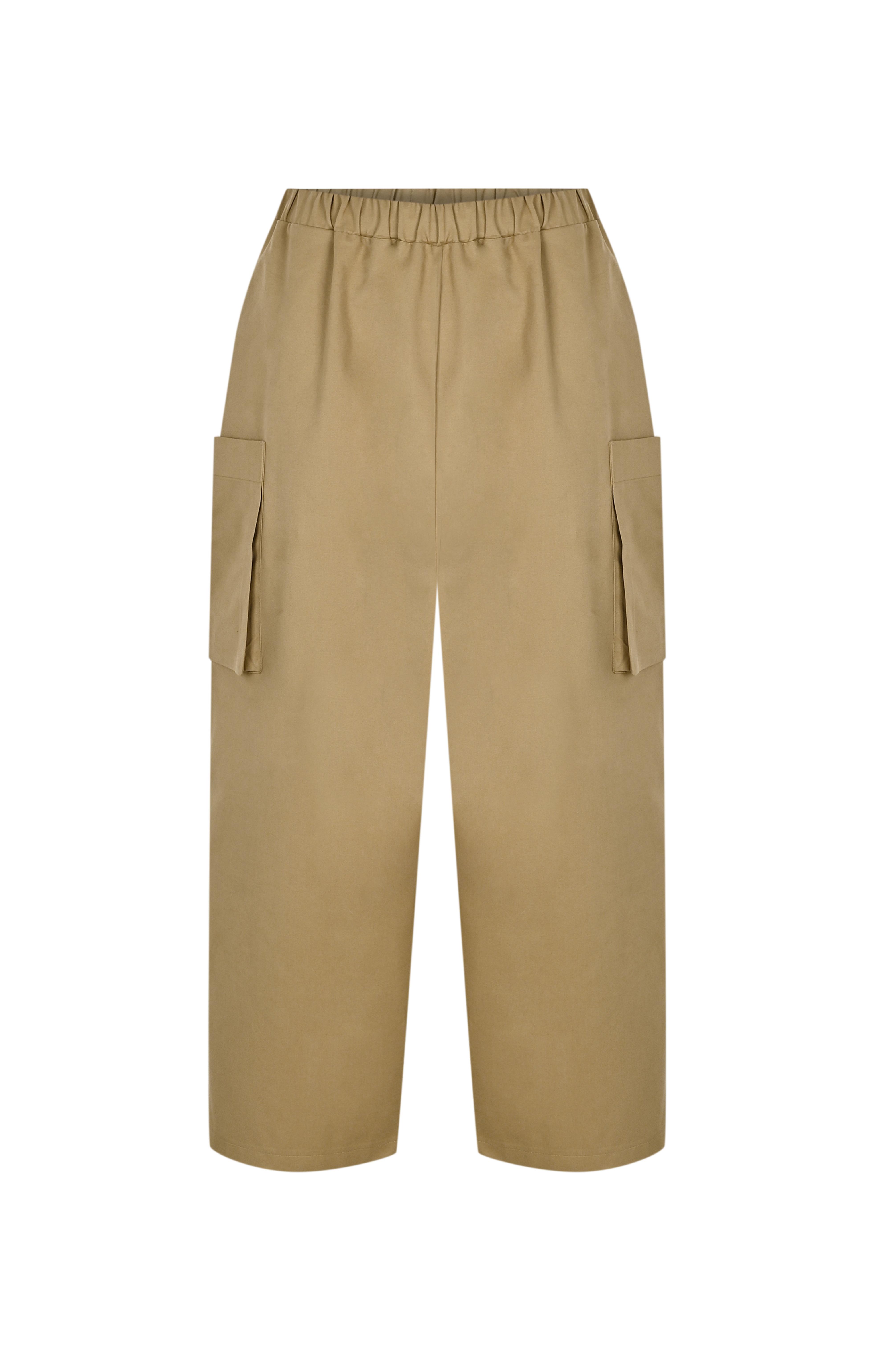 Koyu Camel Gabardin Baggy Pantolon