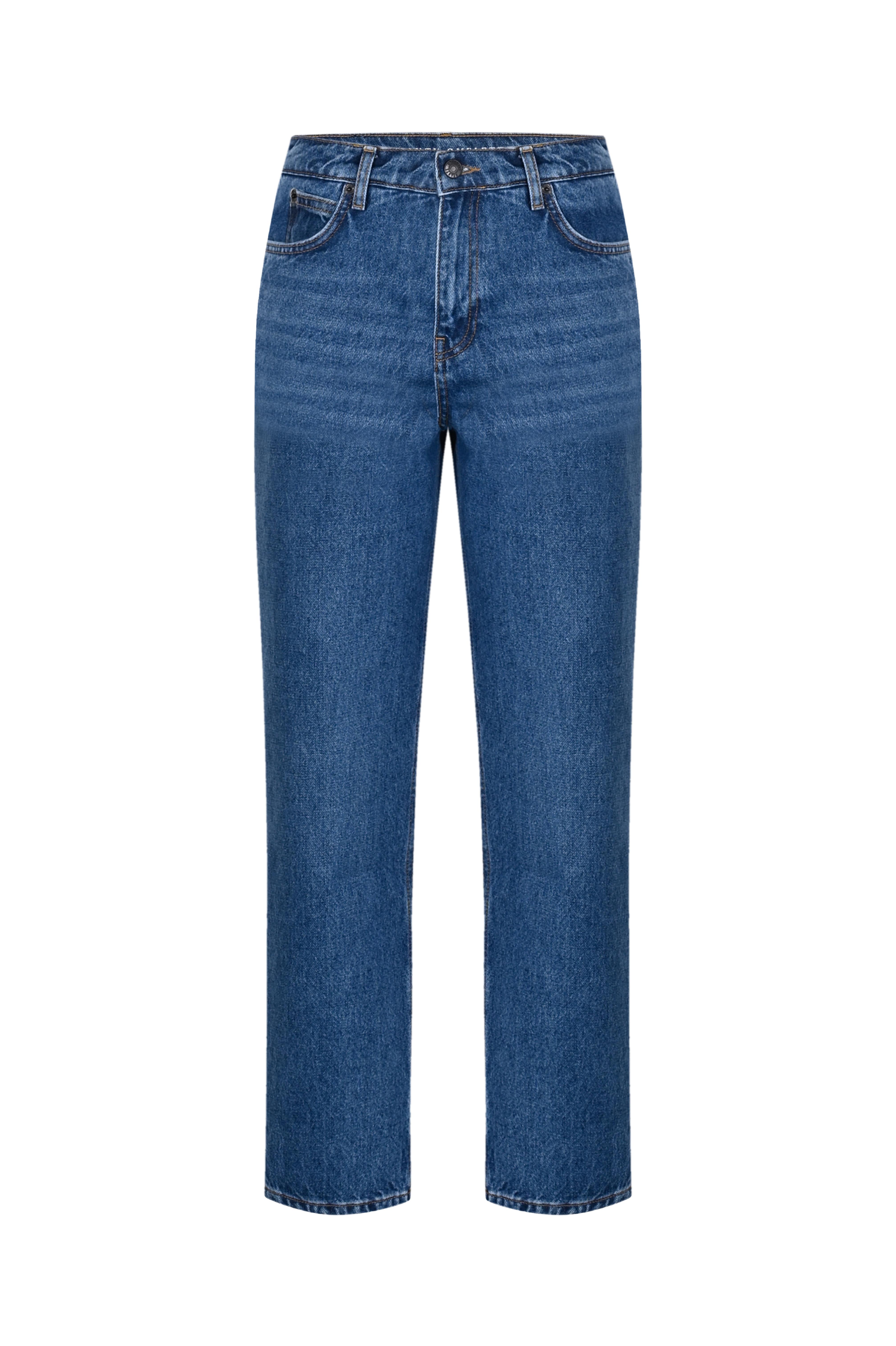 Koyu Mavi Vintage High Waist Long Length Jean