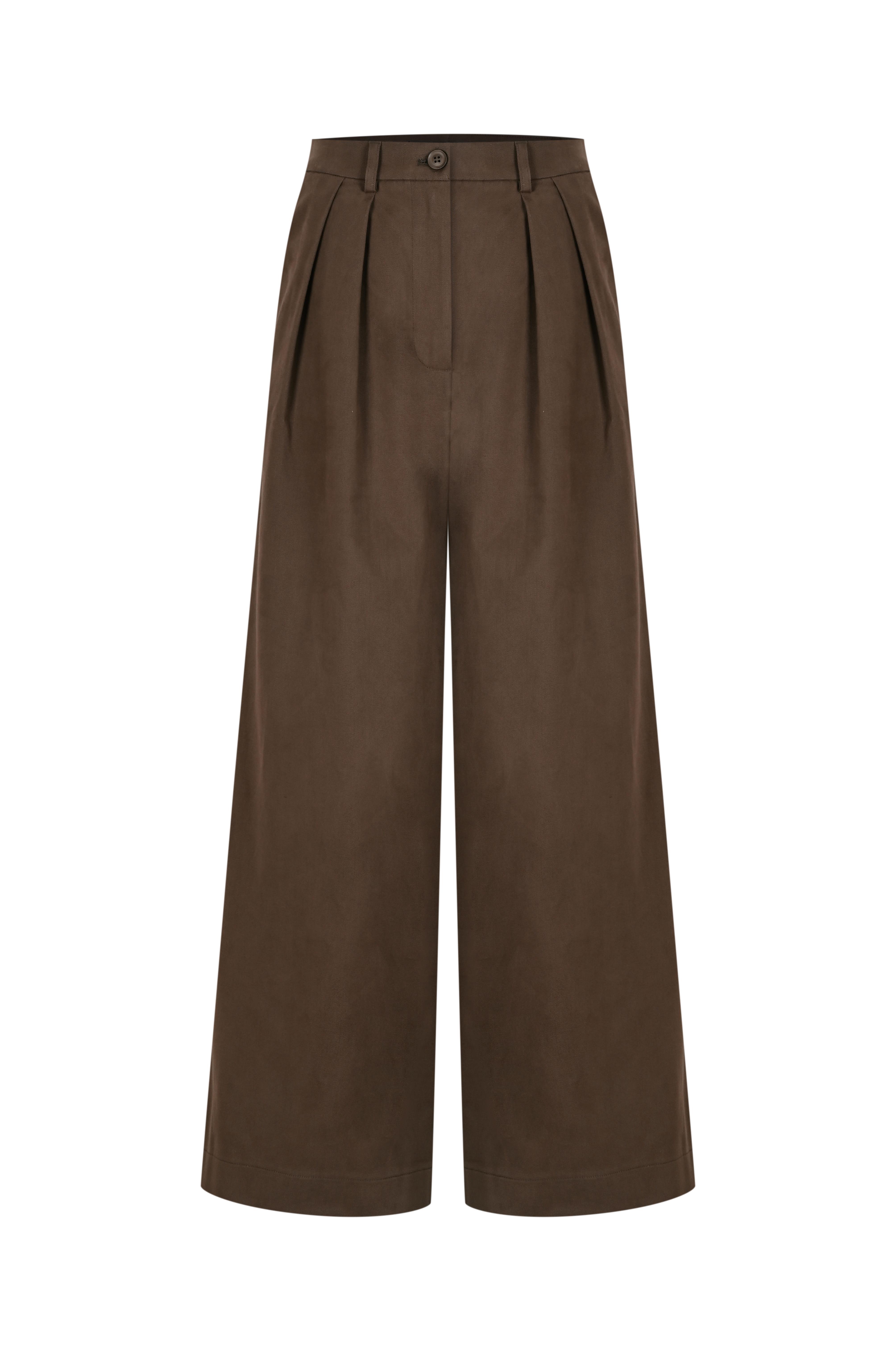 Koyu Vizon Gabardin Palazzo Pantolon