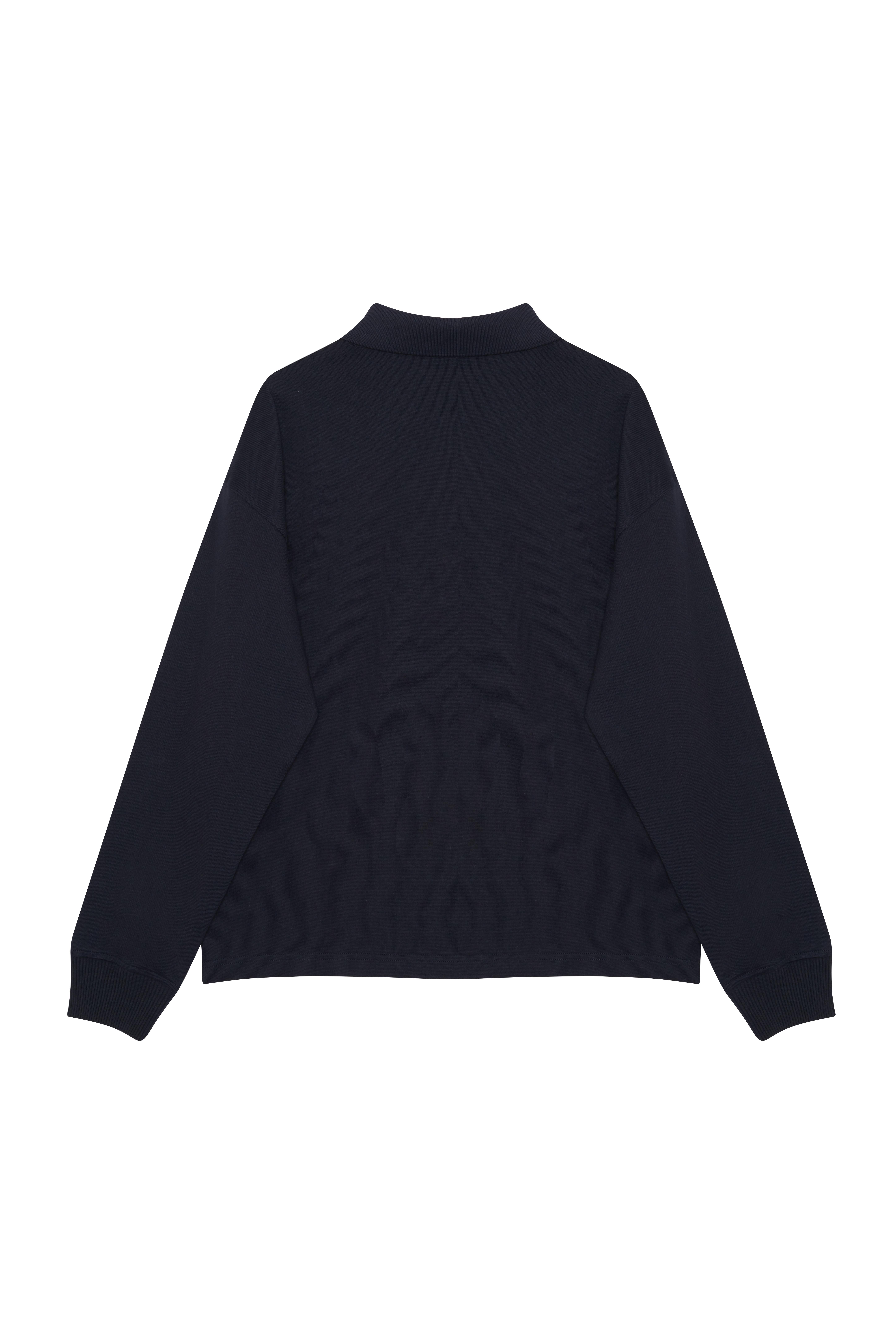 Lacivert Polo Yaka Sweatshirt
