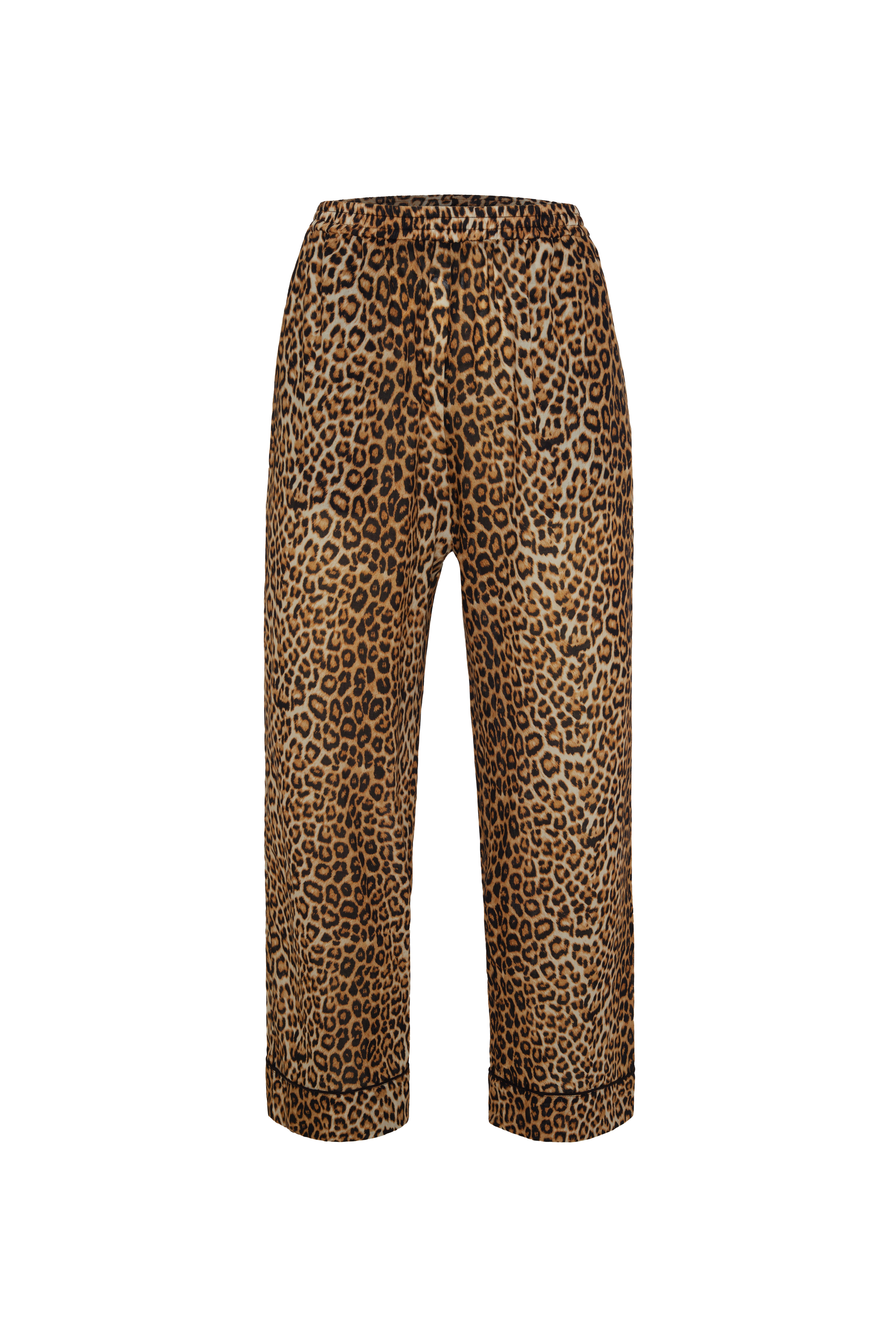 Leopar Desen Koton Biyeli Crop Pantolon
