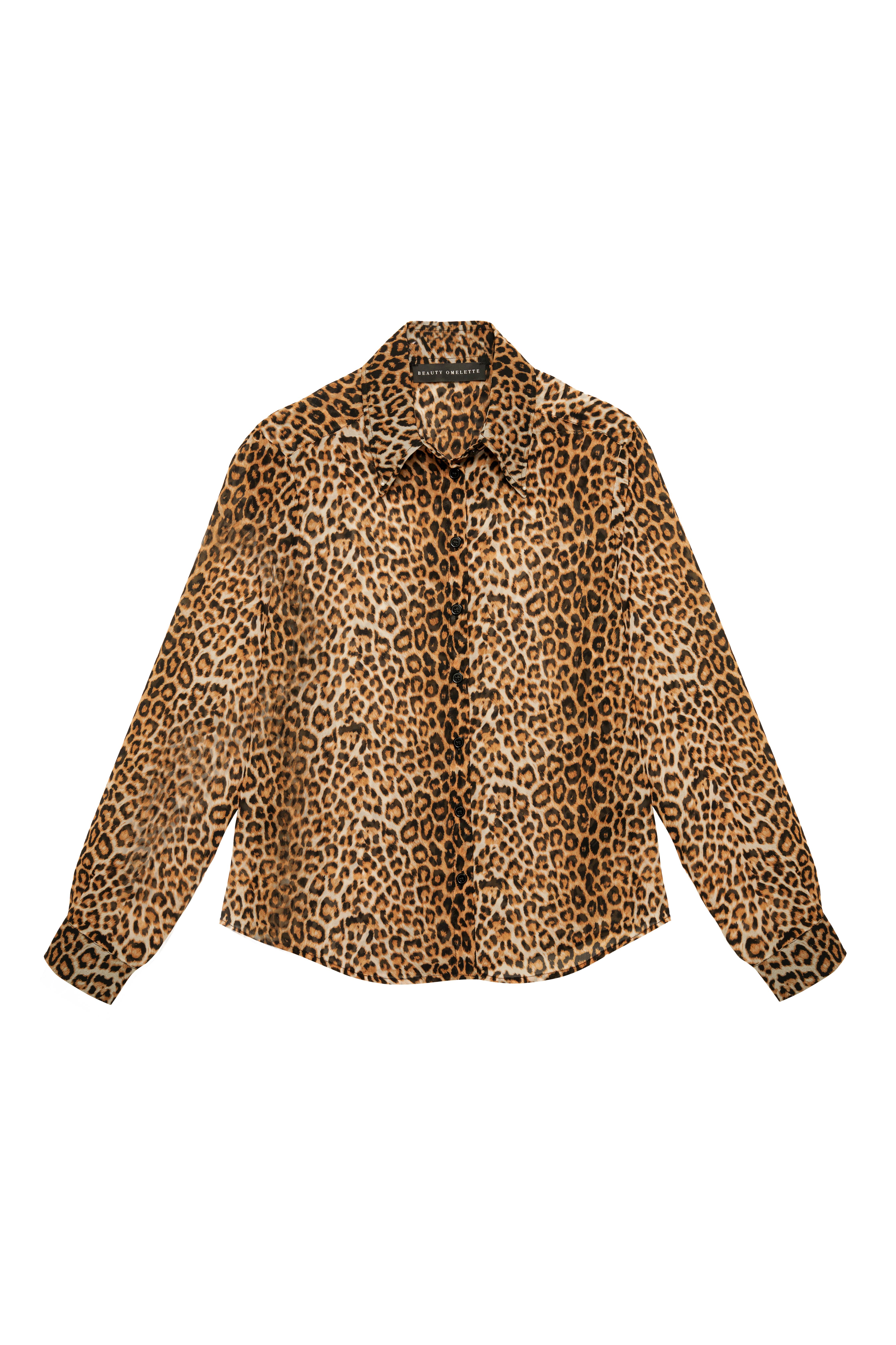 Leopar Desen Şifon Gömlek