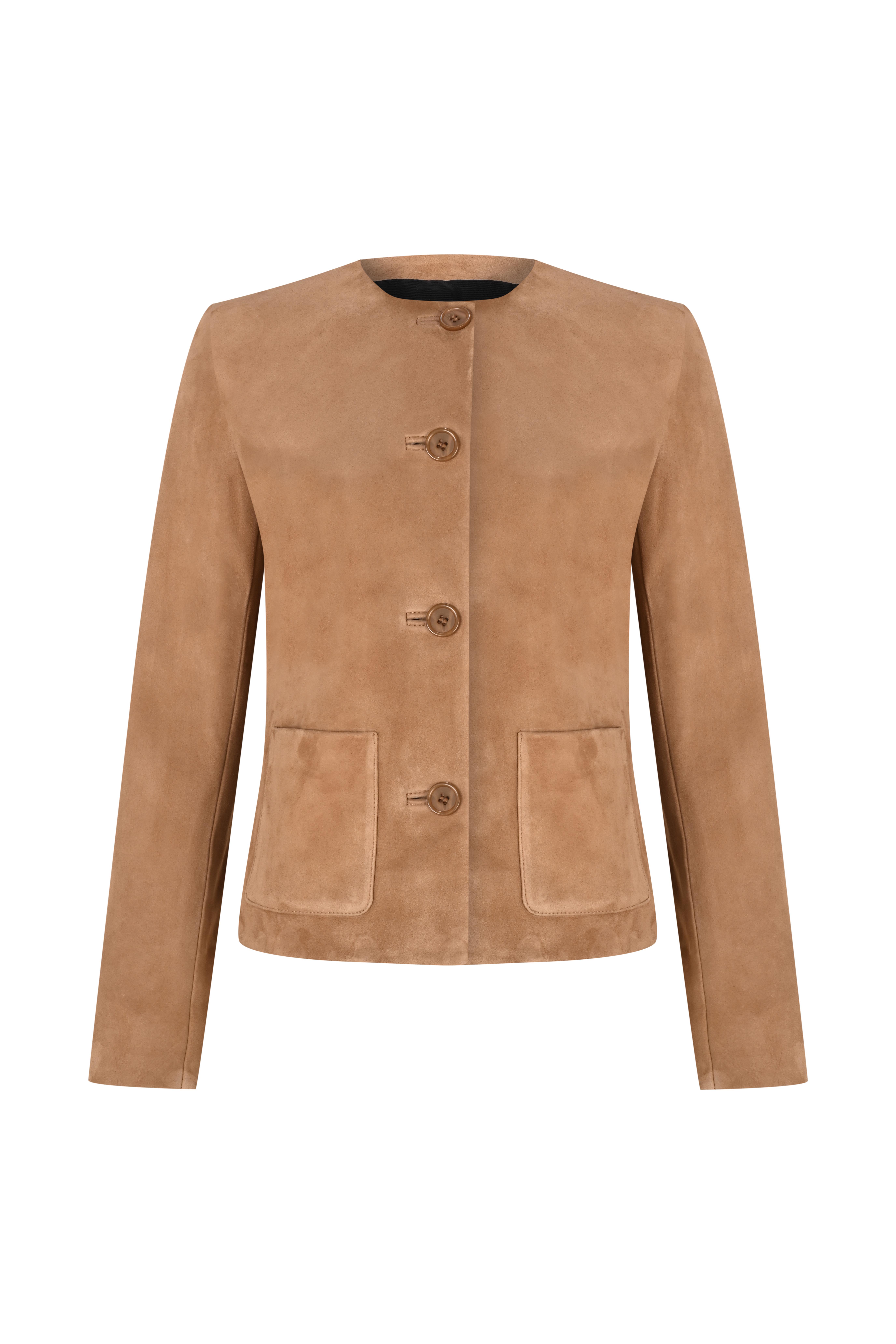 Muskat Bisiklet Yaka Kısa Süet Ceket