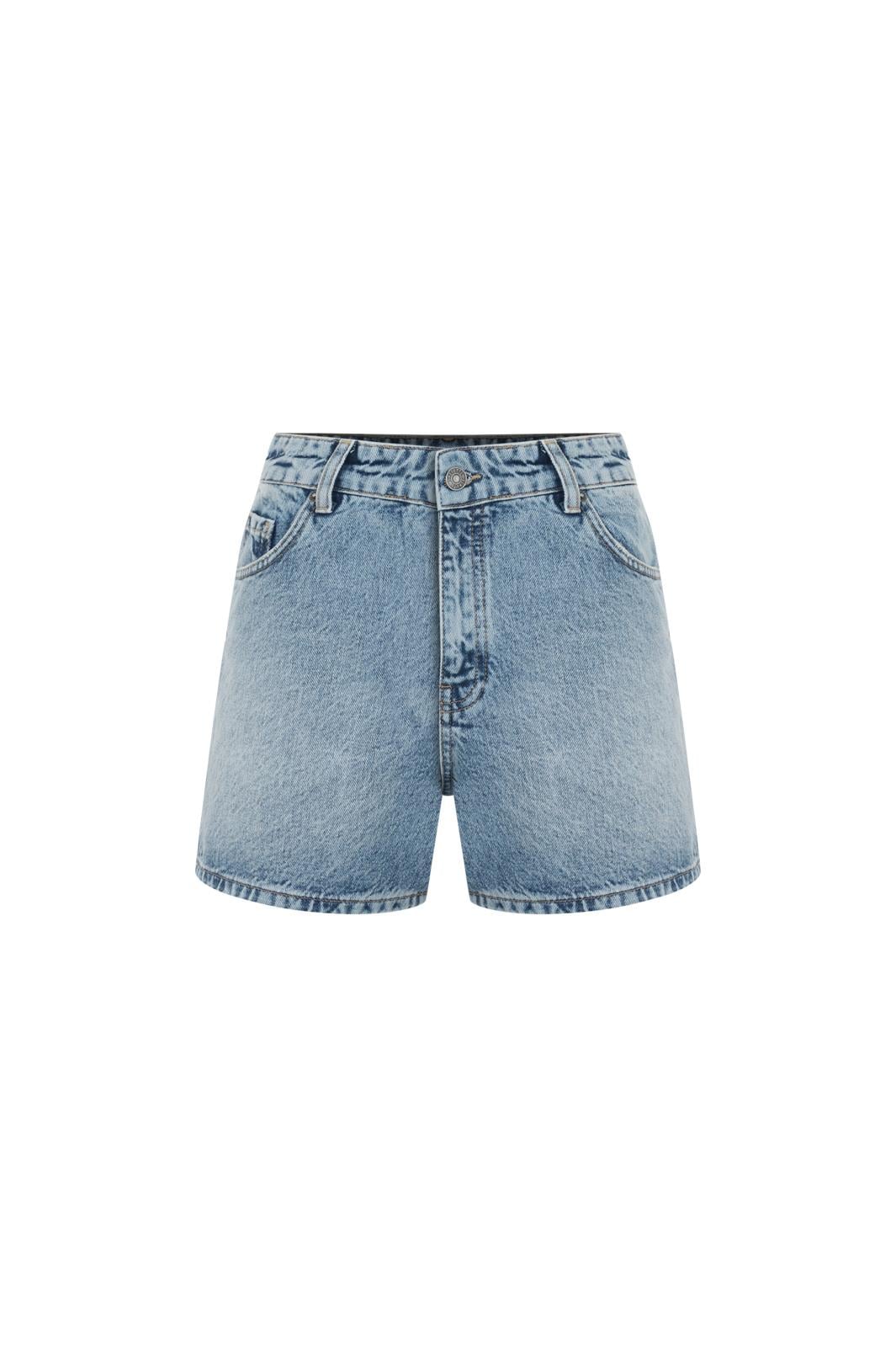 Orta Mavi Jean Şort