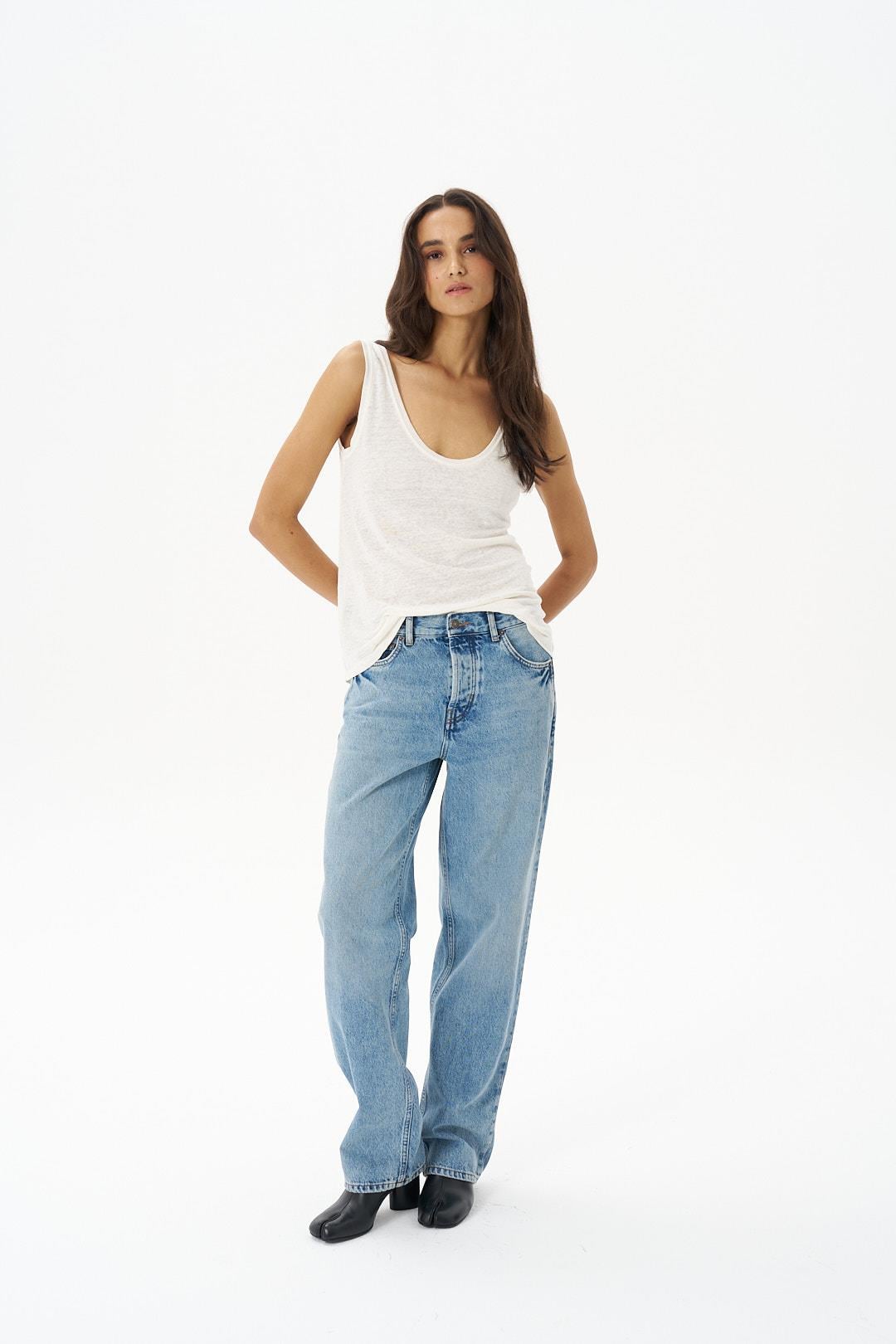 Orta Mavi Kate Loose Straight Fit Jean