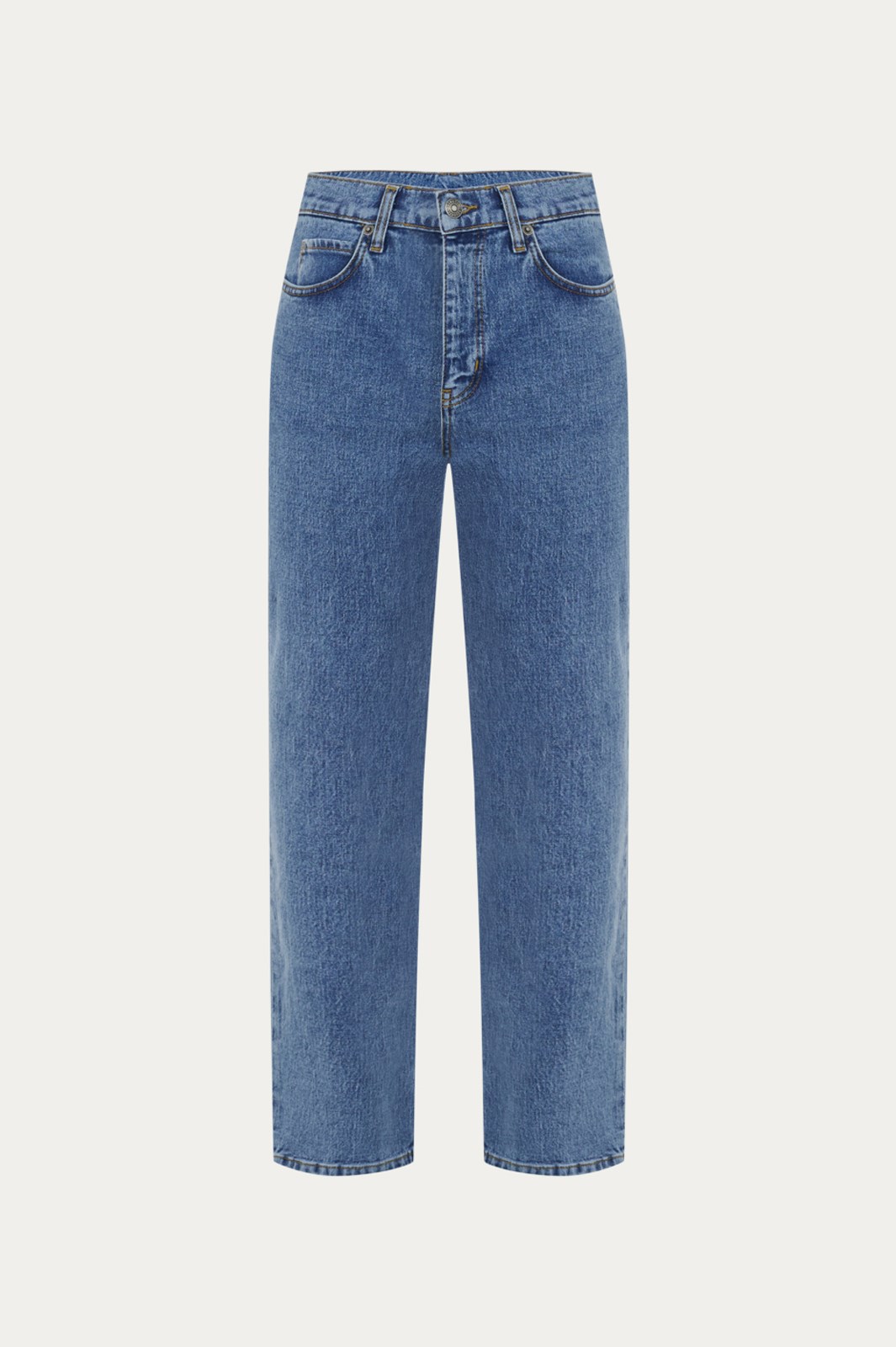 Orta Mavi Mid Waist Straight Fit Jean