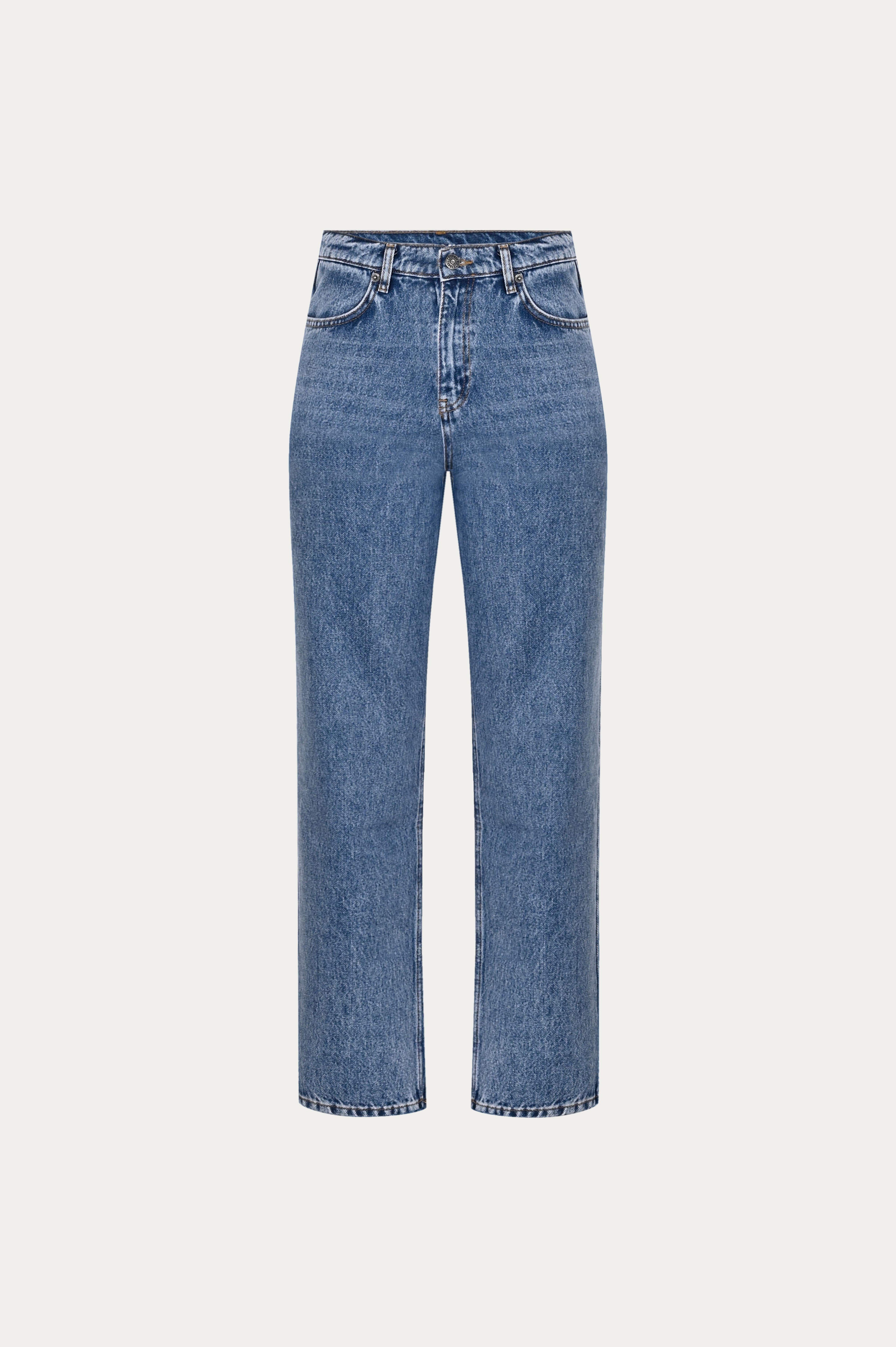 Orta Mavi Vintage High Waist Long Length Jean