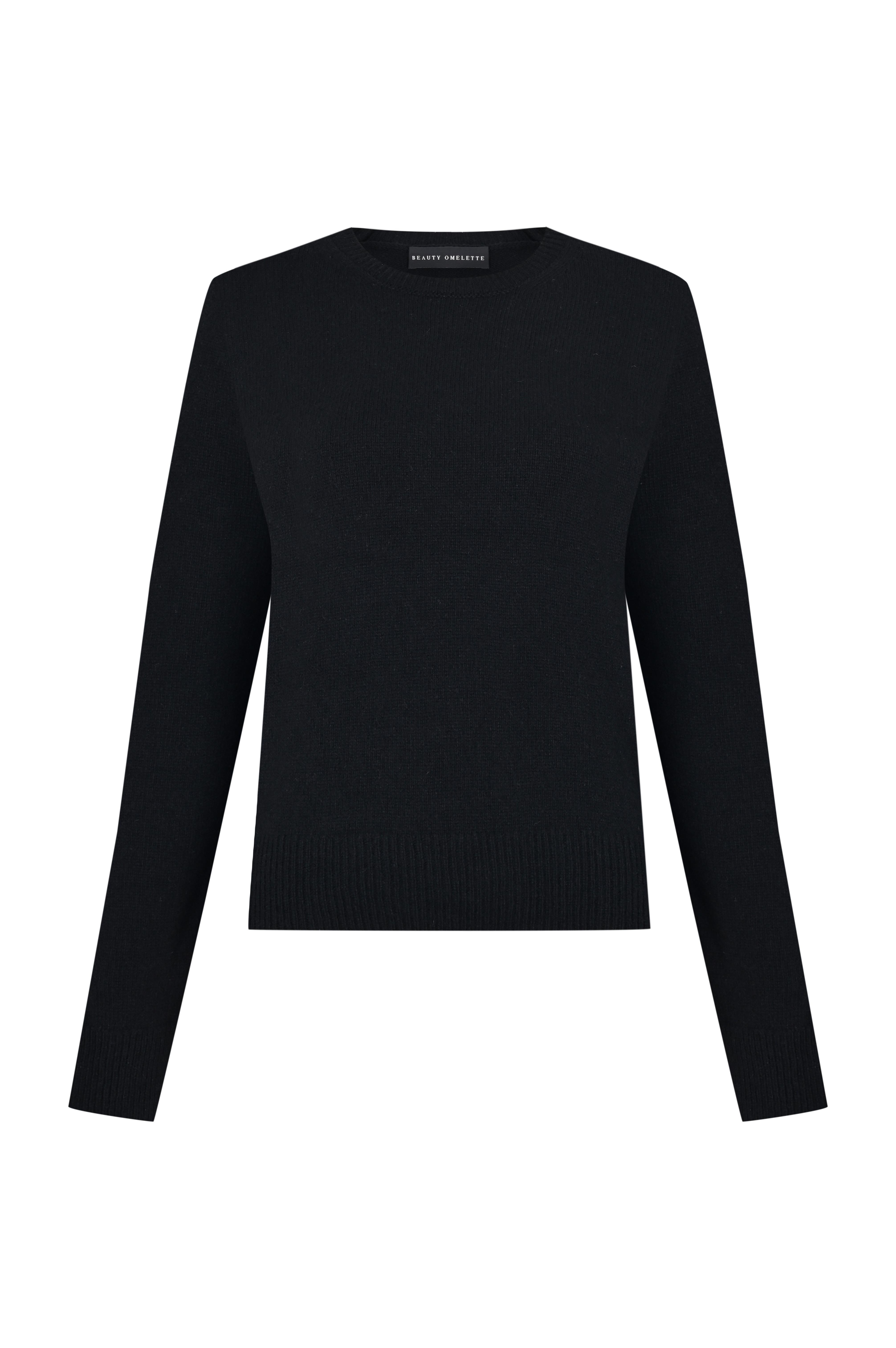 Siyah %100 Kaşmir Bisiklet Yaka Kazak