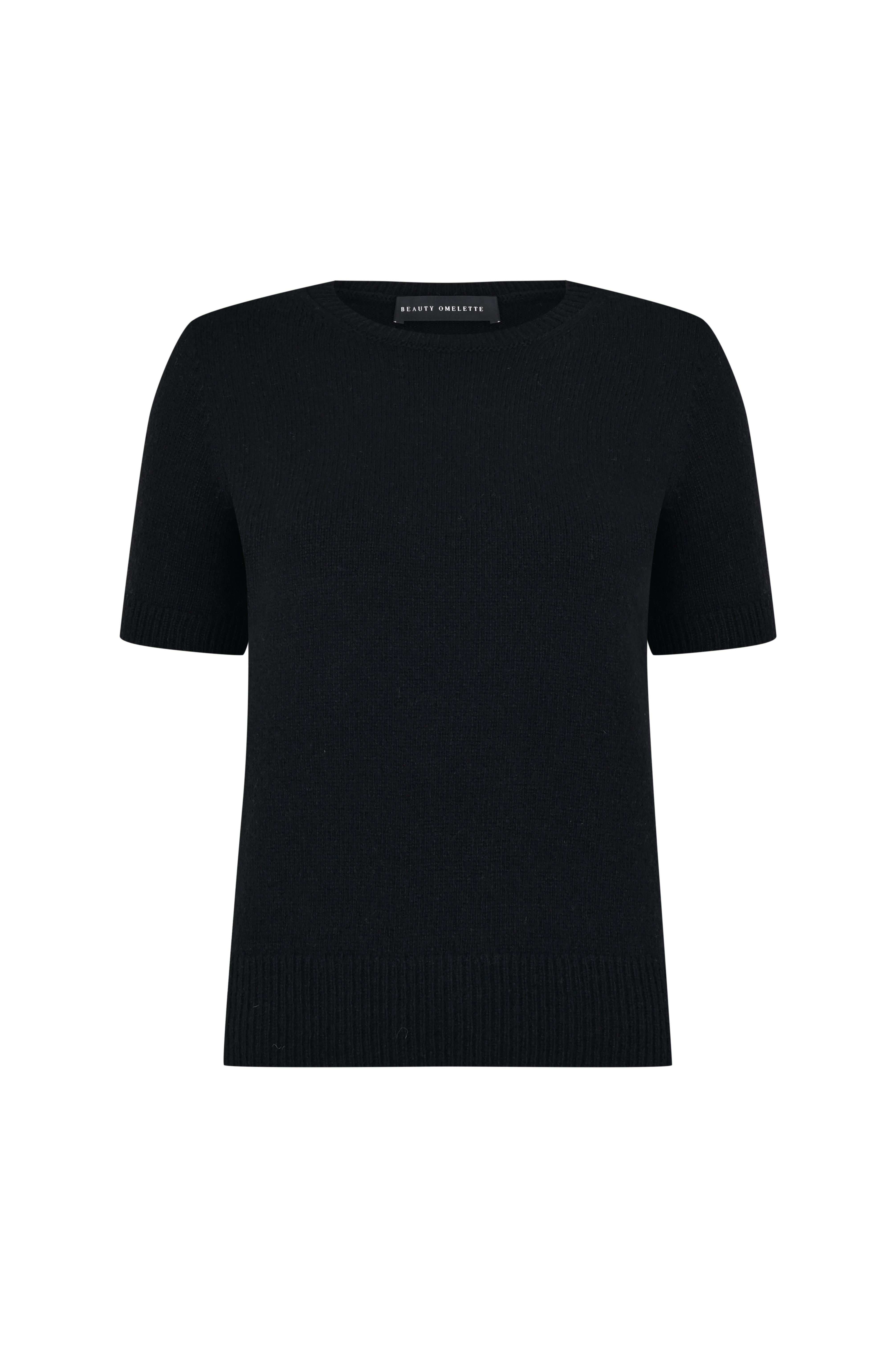 Siyah %100 Kaşmir Kısa Kol Kazak