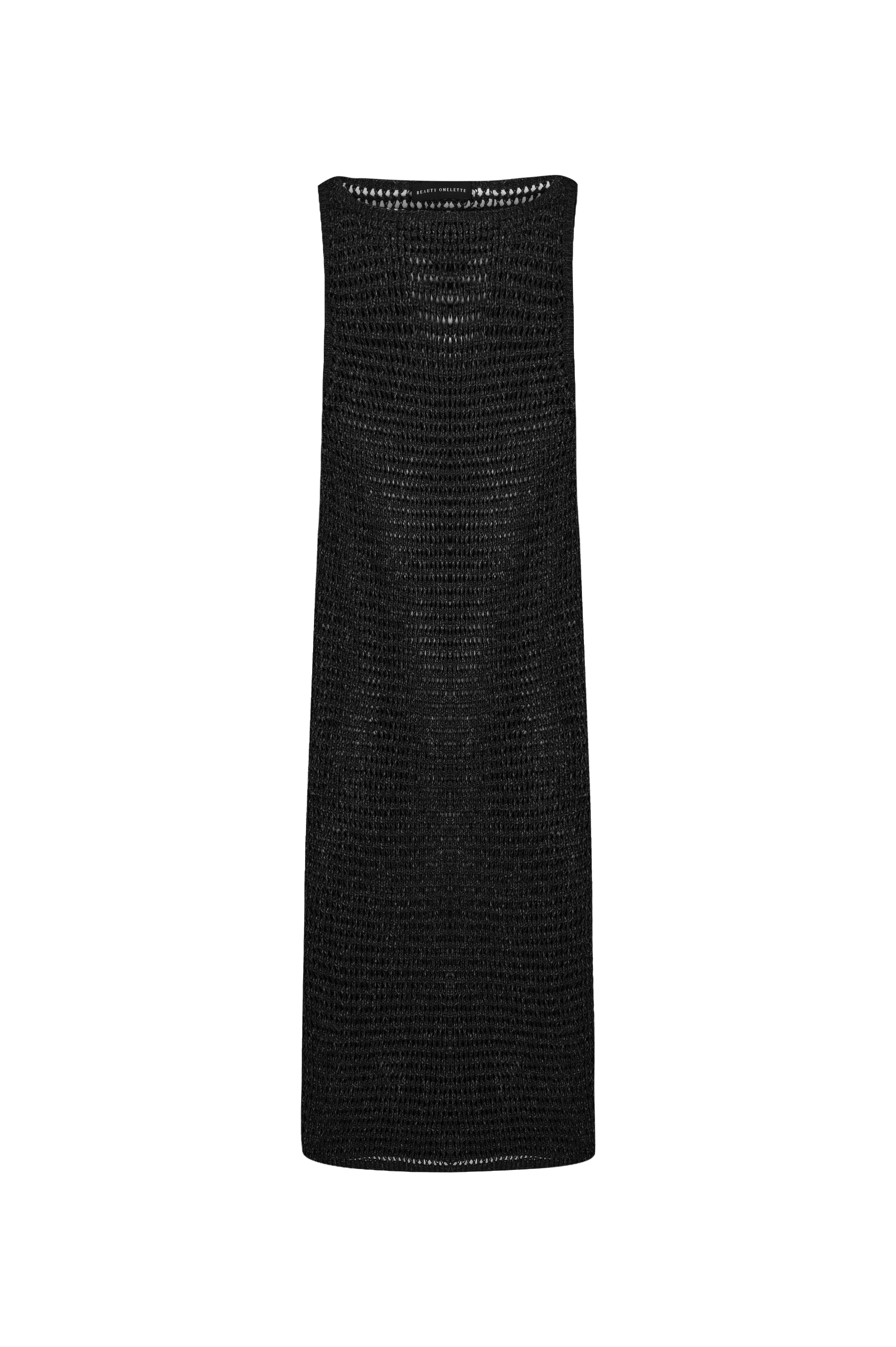 Siyah Ajurlu Kayık Yaka Maxi Elbise