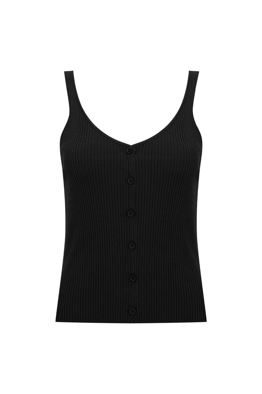 Siyah Askılı Düğmeli Triko Top